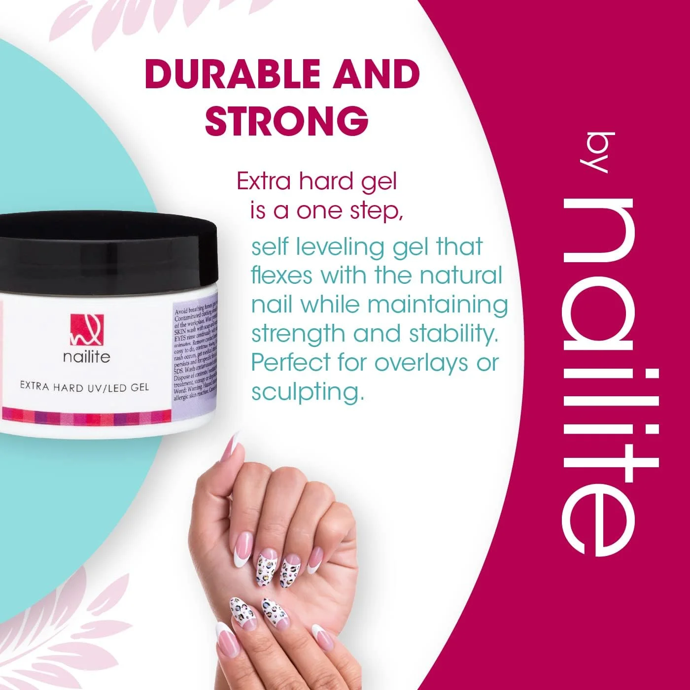 ژل سخت UV LED - ژل بیلدر برای اکستنشن ناخن، خود تراز شونده و ویسکوزیته متوسط - تقویت کننده (صورتی 37 گرم)