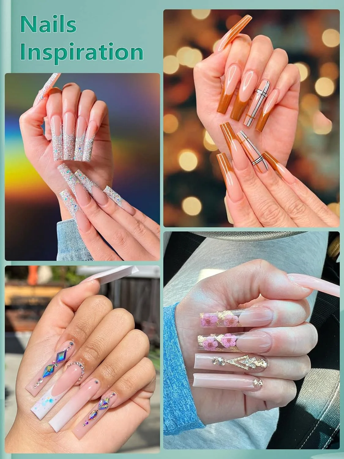400 عدد تیپ ناخن منحنی C خیلی بلند، 2 بسته تیپ ناخن مصنوعی اکریلیک طبیعی و شفاف برای مانیکور، 10 سایز XXL بلند با فرم مربعی صاف، مناسب برای استفاده در سالن های آرایشی و منزل