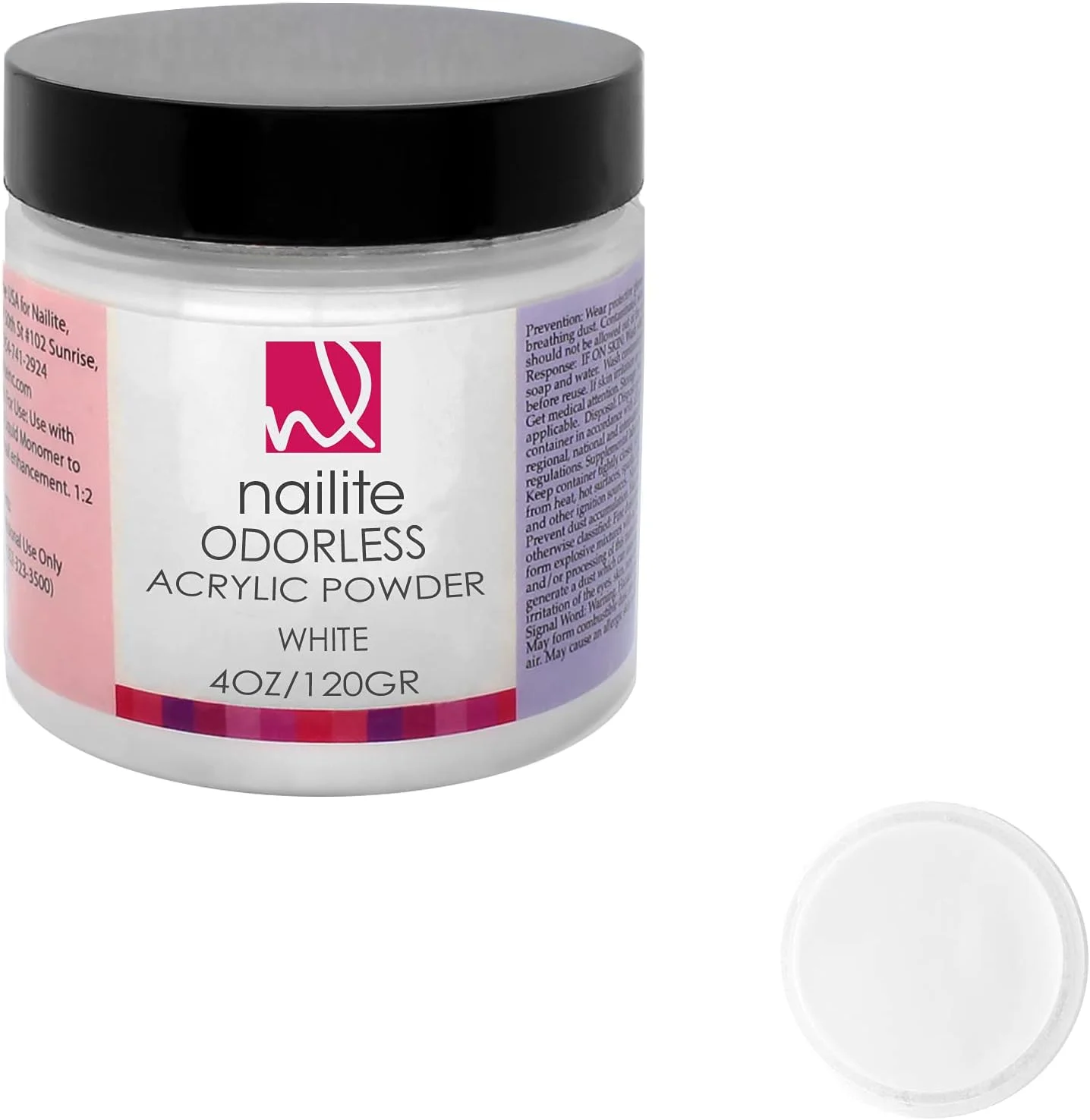 پودر اکریلیک حرفه ای بدون بو برای سیستم کاشت ناخن، مقاوم، ماندگار، فرمول EMA و اثر ضد زردی - سفید (113 گرم)