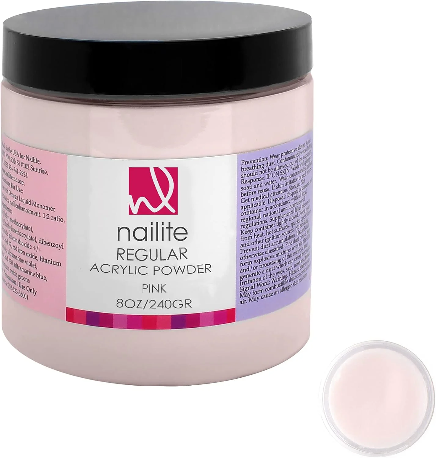 پودر اکریلیک حرفه ای برای کاشت ناخن، سیستم خشک شدن آهسته، فرمول EMA و اثر ضد زردی - صورتی (226 گرم)