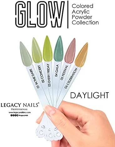 مجموعه پودر اکریلیک حرفه ای Legacy Nails، ست طراحی ناخن 6 رنگ برای مانیکور DIY، مناسب برای دیپ و اکستنشن ناخن اکریلیک (مجموعه GLOW)