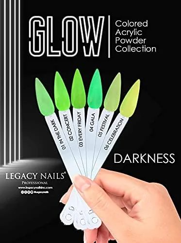 مجموعه پودر اکریلیک حرفه ای Legacy Nails، ست طراحی ناخن 6 رنگ برای مانیکور DIY، مناسب برای دیپ و اکستنشن ناخن اکریلیک (مجموعه GLOW)