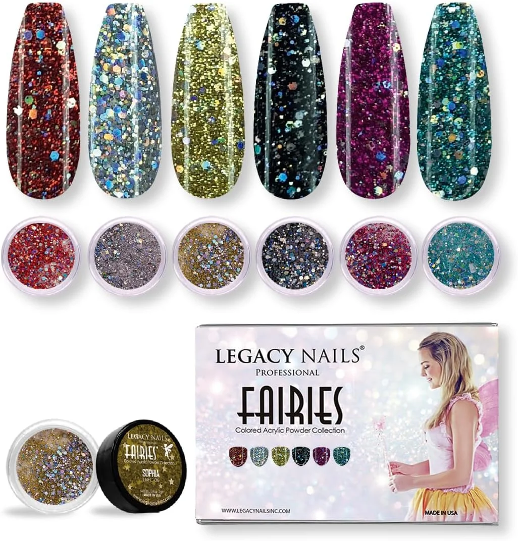 مجموعه پودر اکریلیک ناخن LEGACY - مجموعه 12 رنگ پودر هنری حرفه ای برای مانیکور DIY و اکستنشن اکریلیک (مجموعه پریان)