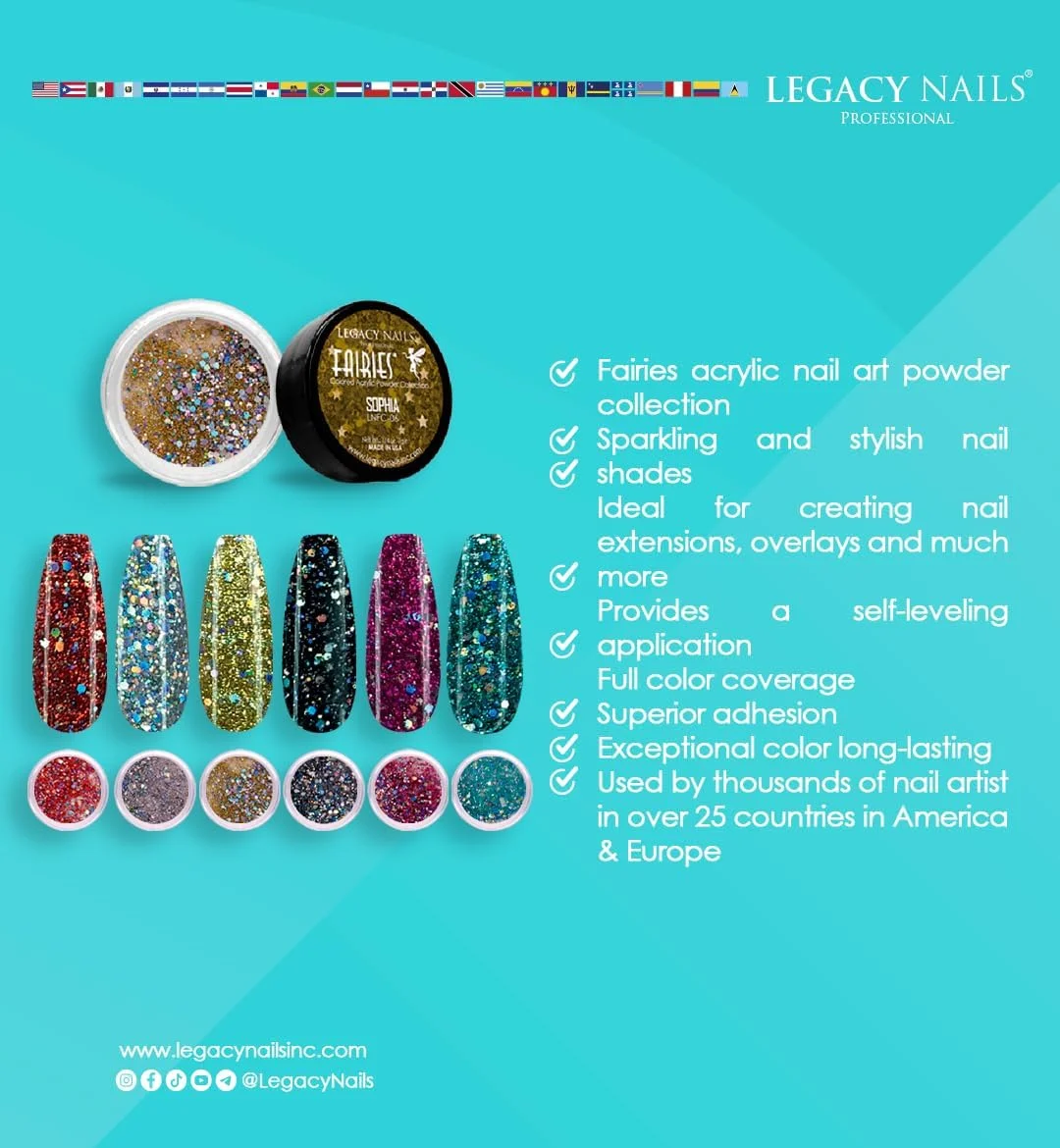 مجموعه پودر اکریلیک ناخن LEGACY - مجموعه 12 رنگ پودر هنری حرفه ای برای مانیکور DIY و اکستنشن اکریلیک (مجموعه پریان)