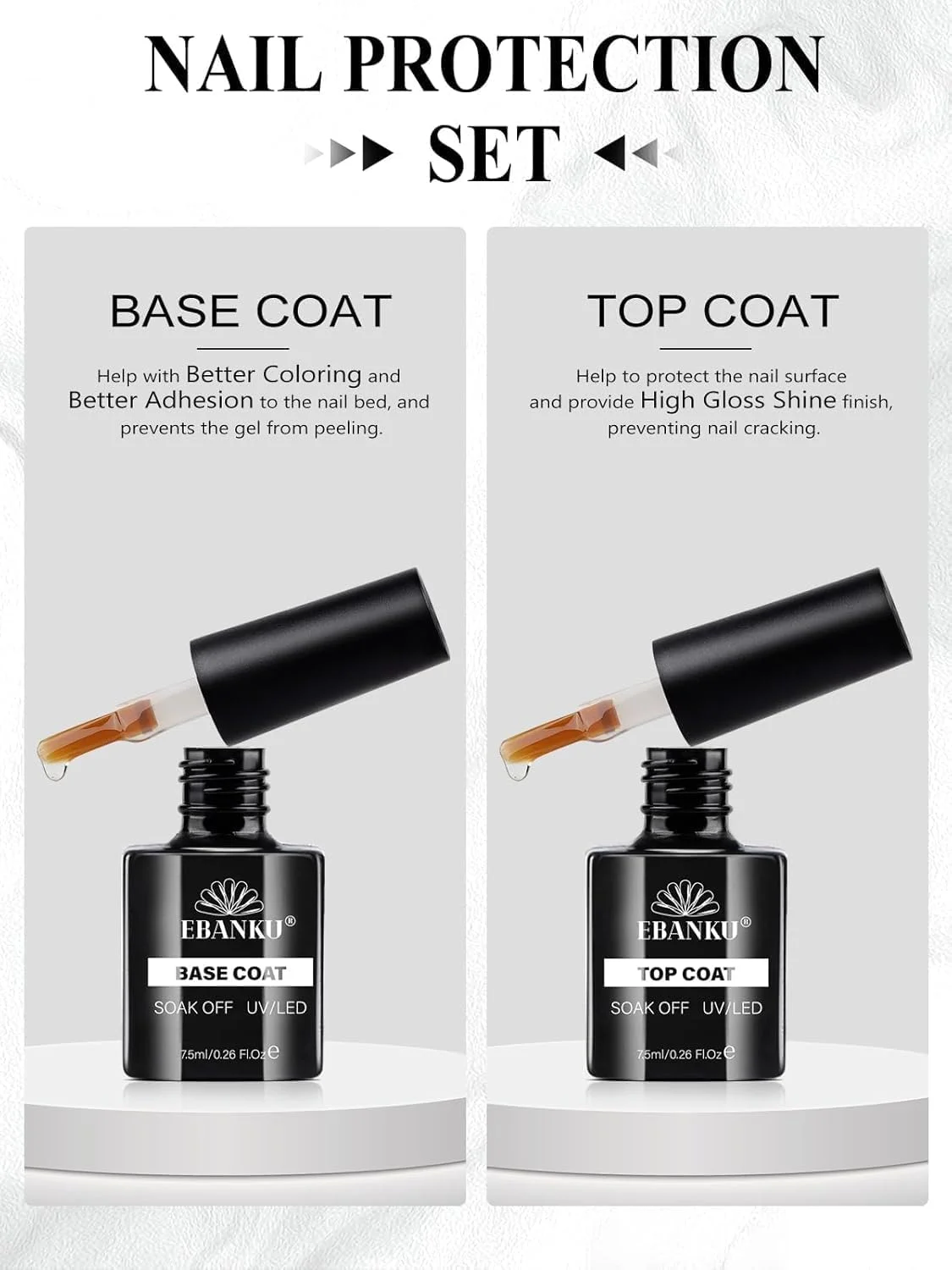 ست لاک ژل ناخن سفید و مشکی، 2 عدد لاک سفید و مشکی با تاپ کت و بیس کت، ماندگاری بالا، براق، قابل برداشتن با استون، مناسب برای استفاده حرفه ای، سالن و منزل ست لاک ژل ناخن سفید و مشکی، 2 عدد لاک سفید و مشکی با تاپ کت و بیس کت، ماندگاری بالا، براق، قابل برداشتن با استون، مناسب برای استفاده حرفه ای، سالن و منزل