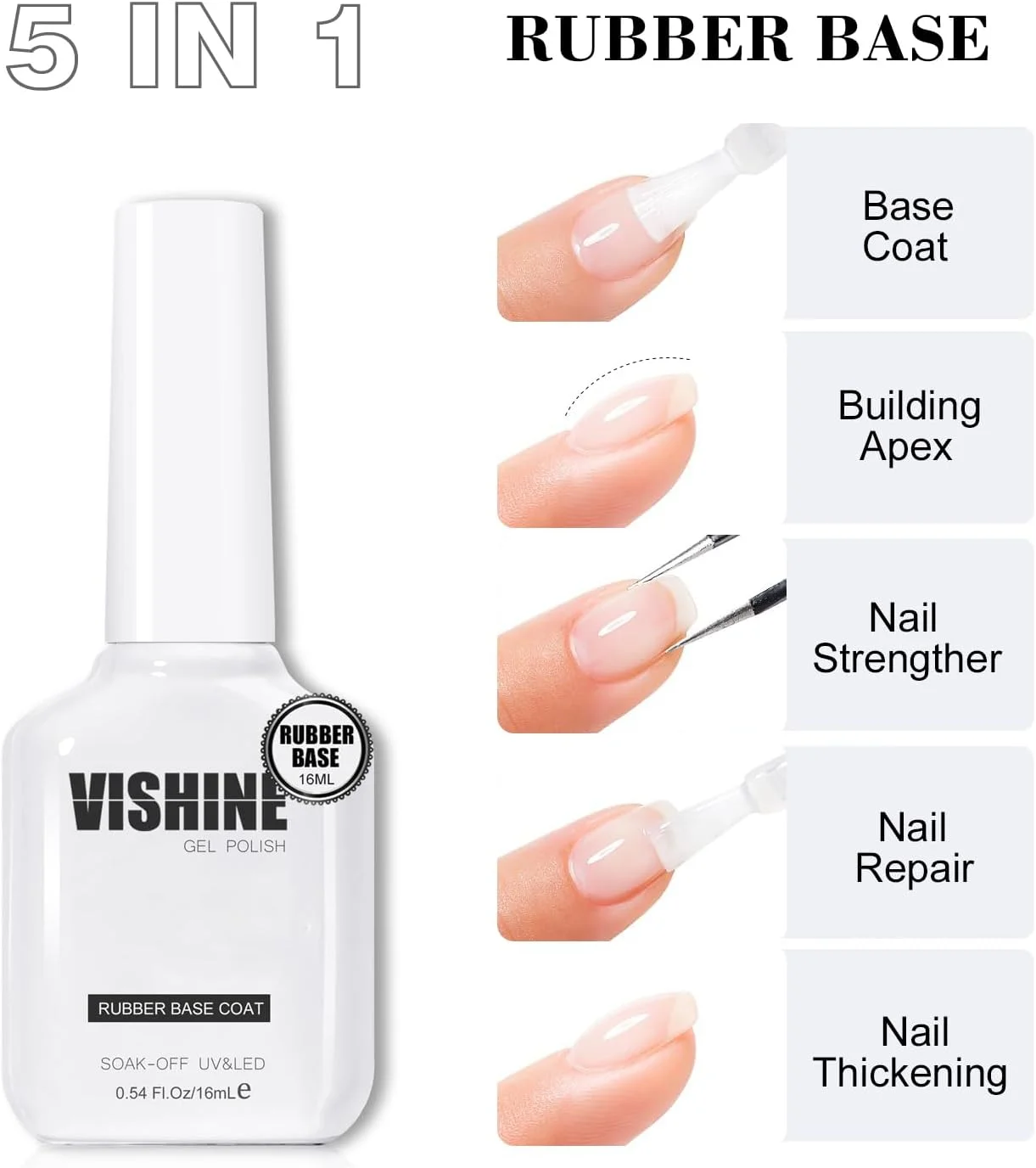 ویشاین بیس رابر 5 در 1، رابر بیلدر شفاف 16 میلی لیتر، لاک ناخن ژلی نیمه دائمی، لاک ژل UV LED، تقویت کننده و ترمیم کننده، مانیکور و طراحی ناخن #060 ویشاین بیس رابر 5 در 1، رابر بیلدر شفاف 16 میلی لیتر، لاک ناخن ژلی نیمه دائمی، لاک ژل UV LED، تقویت کننده و ترمیم کننده، مانیکور و طراحی ناخن #060