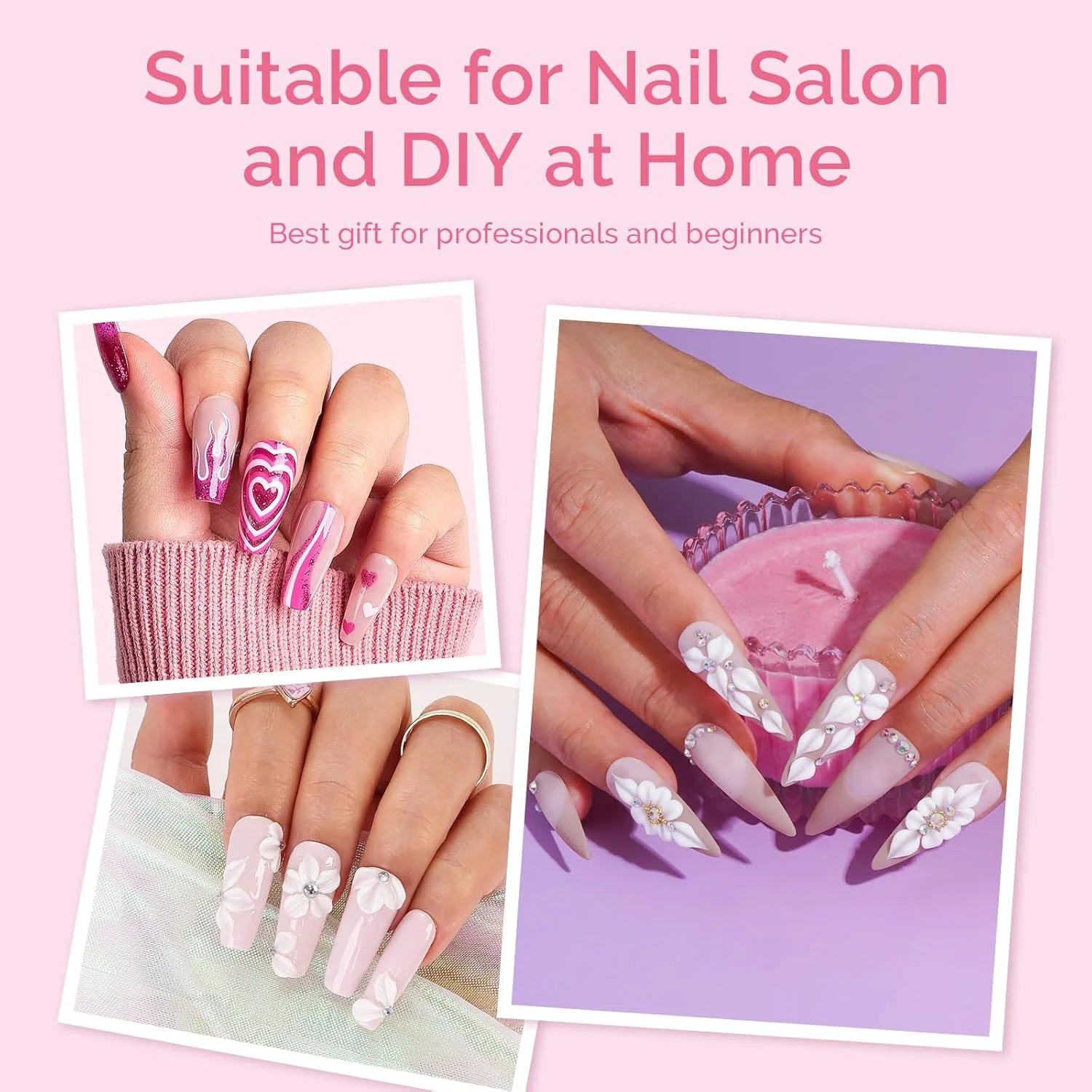 مجموعه 3 عددی قلم موی کاشت ناخن اکریلیک MelodySusie - سایزهای 8/10/14، ابزار حرفه ای طراحی ناخن برای استفاده اکریلیک، پودر، اکستنشن و حکاکی سه بعدی - صورتی