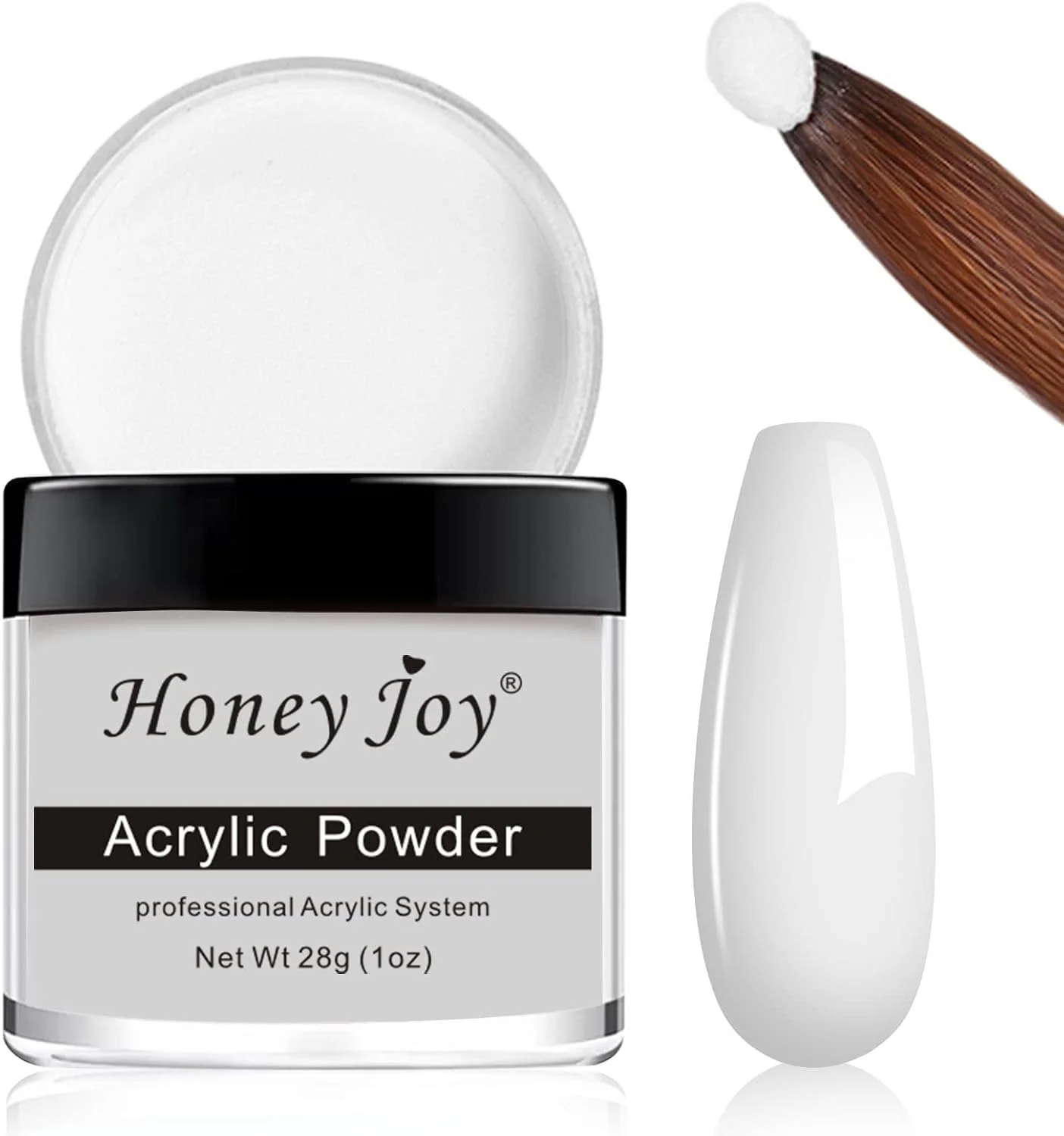 پودر اکریلیک 28 گرمی هانی جوی، مناسب برای مانیکور فرانسوی ناخن، کاشت ناخن، سیستم ناخن اکریلیک، HJ-NAP016 (سفید)