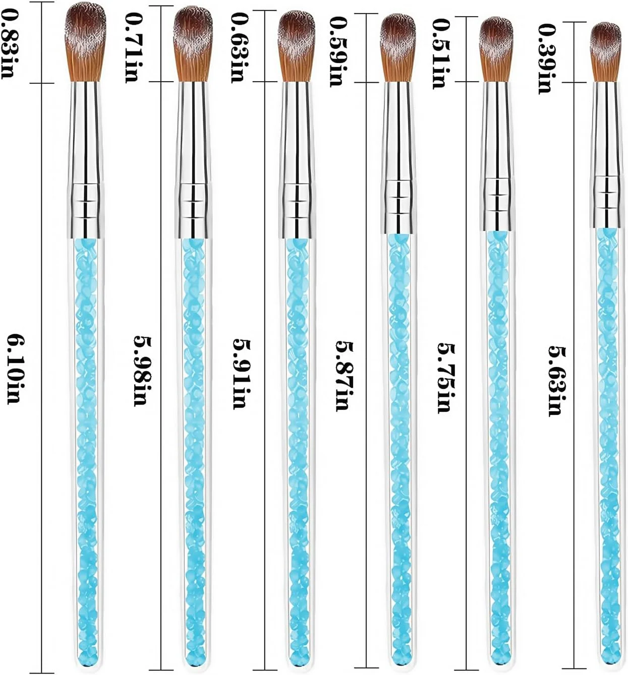 ست ۶ عددی قلم طراحی ناخن چند سایز برای پودر اکریلیک و دیپ - حکاکی سه بعدی دقیق، اکستنشن و جزئیات، نایلون 3A+ (حرفه ای و مبتدی)