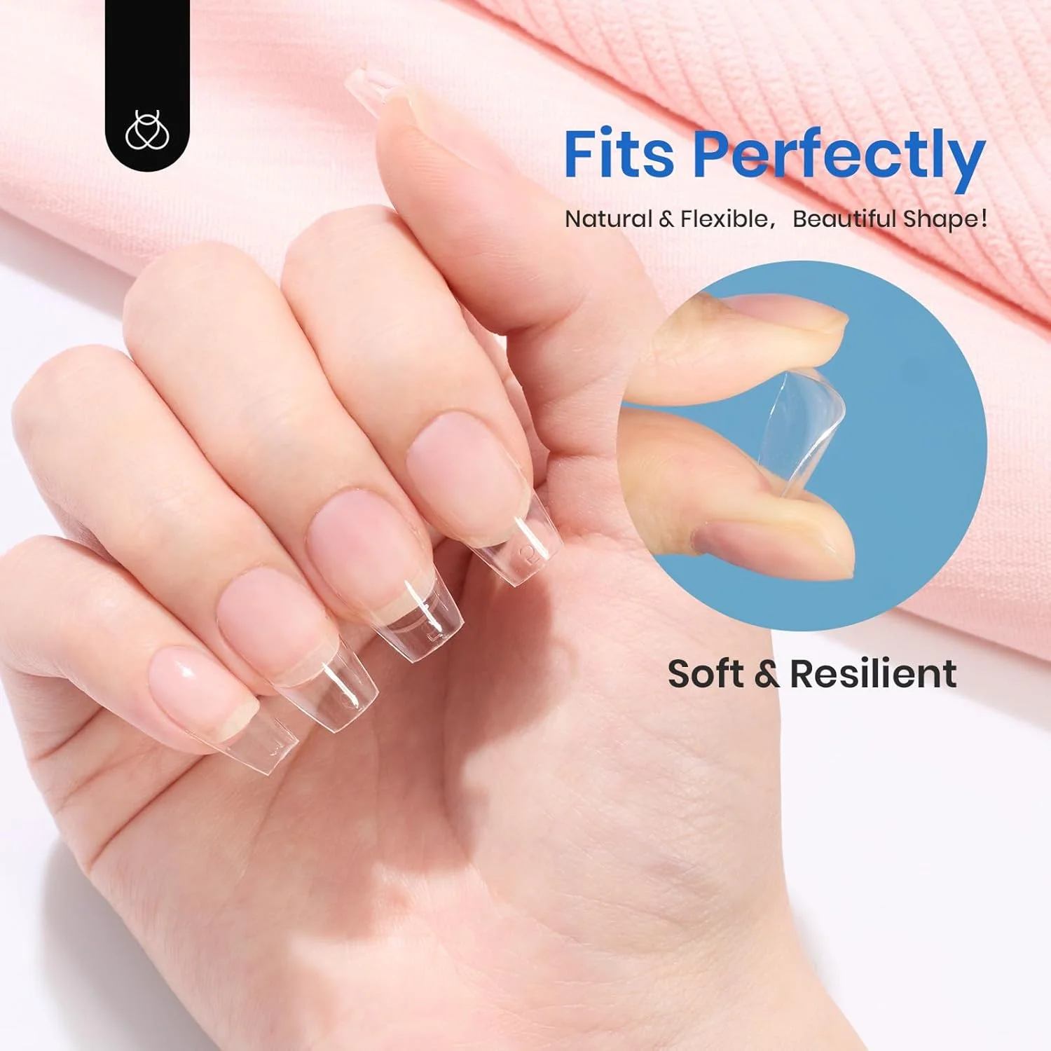 نکات ناخن ژلی - 504 عدد در 12 سایز مختلف، ست اکستنشن ناخن نرم، از پیش شکل داده شده، شفاف، کوتاه، طرح تابوتی، مناسب برای ناخن های ژلی نرم با پوشش کامل، ناخن های مصنوعی قابل خیساندن برای طراحی ناخن، مناسب برای مانیکور خانگی