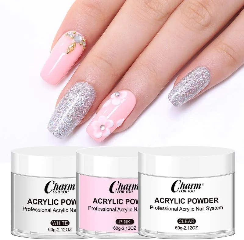 ست پودر کاشت ناخن آکریلیک ورونی، مجموعه 3 رنگ پودر ناخن، برای اکستنشن ناخن آکریلیک بدون نیاز به دستگاه UV LED، طراحی سه بعدی برای مبتدیان و علاقه مندان به هنر ناخن (60 گرم 3 رنگ)