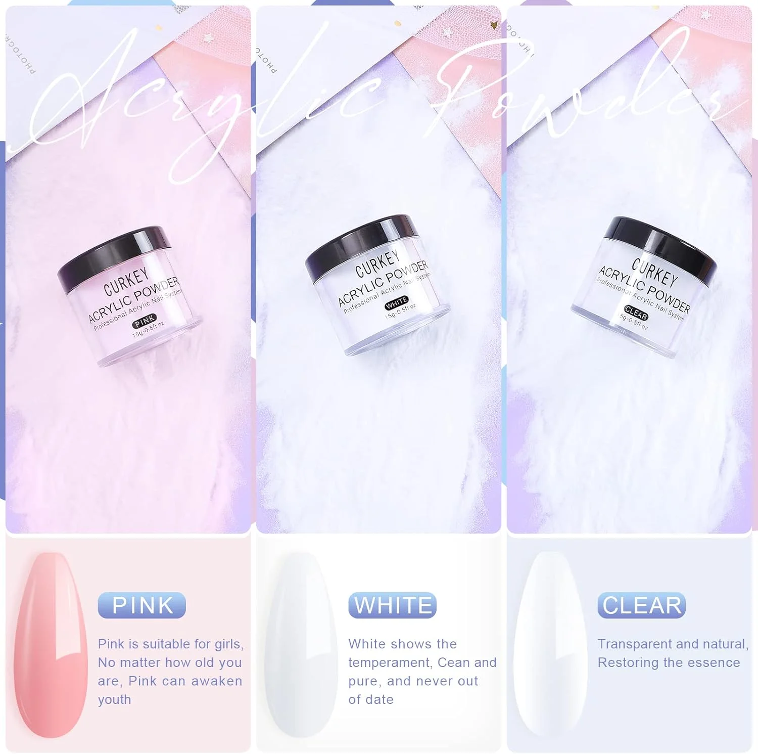 ست کاشت ناخن اکریلیک Curkey به همراه دستگاه سوهان برقی - پودر اکریلیک و مایع مونومر حرفه ای به همراه دستگاه سوهان برقی، تاپ کت و بیس کت برای شروع کار و طراحی ناخن در منزل