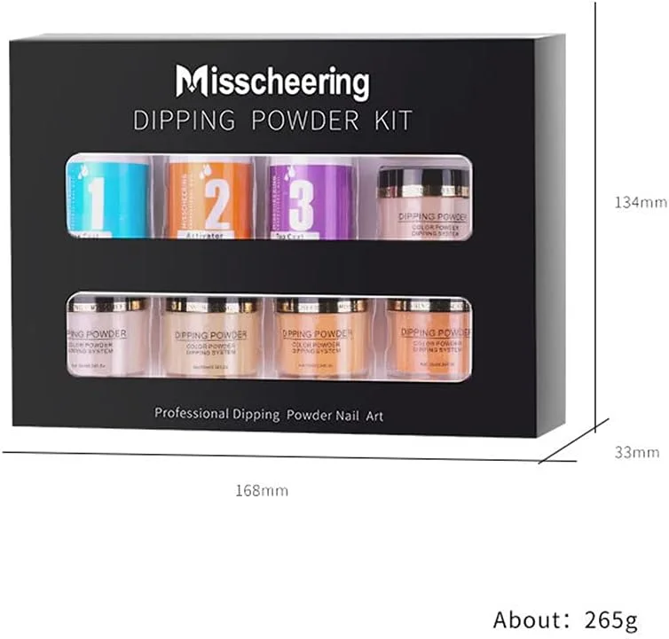 ست پودر ناخن دیپینگ، ست پودر اکلیلی هنر ناخن، 6 رنگ برای اکستنشن ناخن فرانسوی، ست مانیکور ناخن با بیس کت، اکتیویتور و تاپ کت، بدون نیاز به لامپ UV/LED