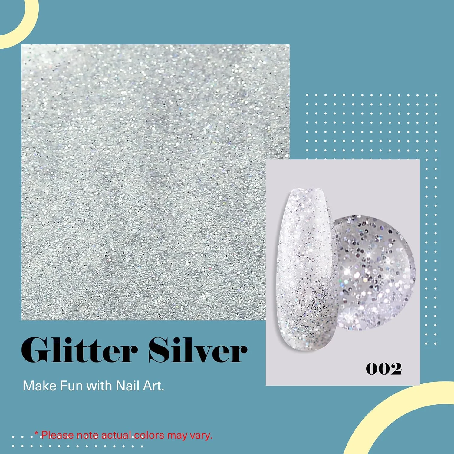 پودر دیپ ناخن اکلیلی نقره‌ای AZUREBEAUTY (28 گرم) برای طراحی ناخن فرانسوی، بدون بو و مواد سمی، بدون نیاز به دستگاه UV LED، ماندگاری بالا، بدون تست حیوانی، اکلیلی نقره‌ای