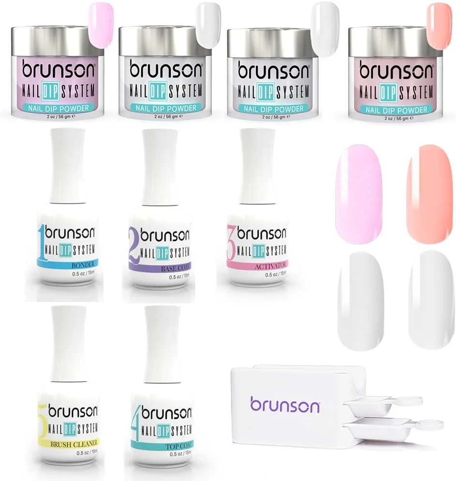 ست پودر دیپ ناخن - مجموعه 10 عددی پودر دیپینگ، ست مایع سیستم پودر ناخن با بیس و تاپ کت فعال کننده برای مبتدیان و متخصصان ابزار ناخن