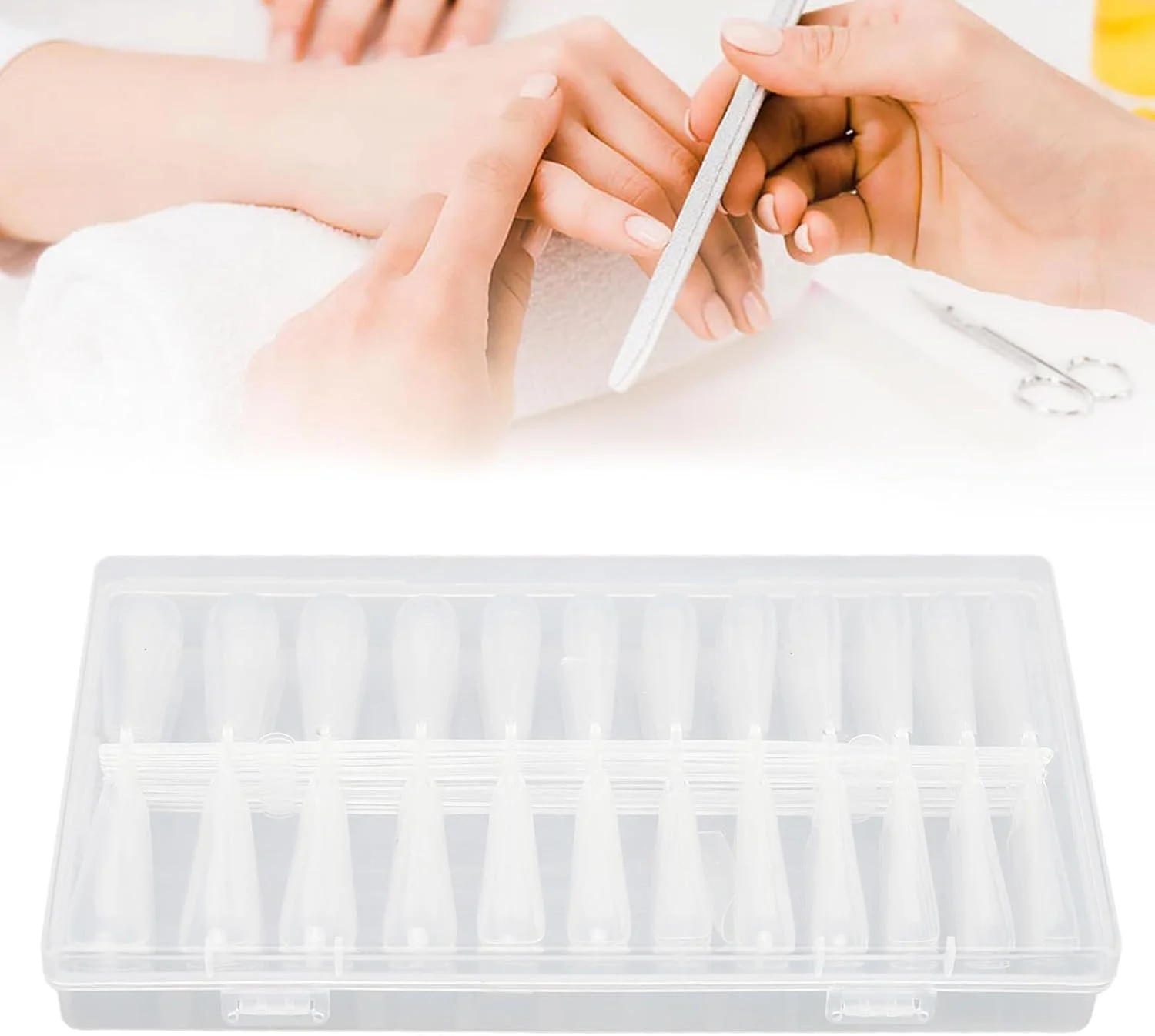 سوراندی، مناسب برای مانیکور، چند منظوره، 240 عدد ناخن مصنوعی شفاف، مناسب برای طراحی ناخن، پوشش کامل، نوک های شفاف با اندازه های مختلف، مناسب برای پودر اکریلیک و ژل ناخن