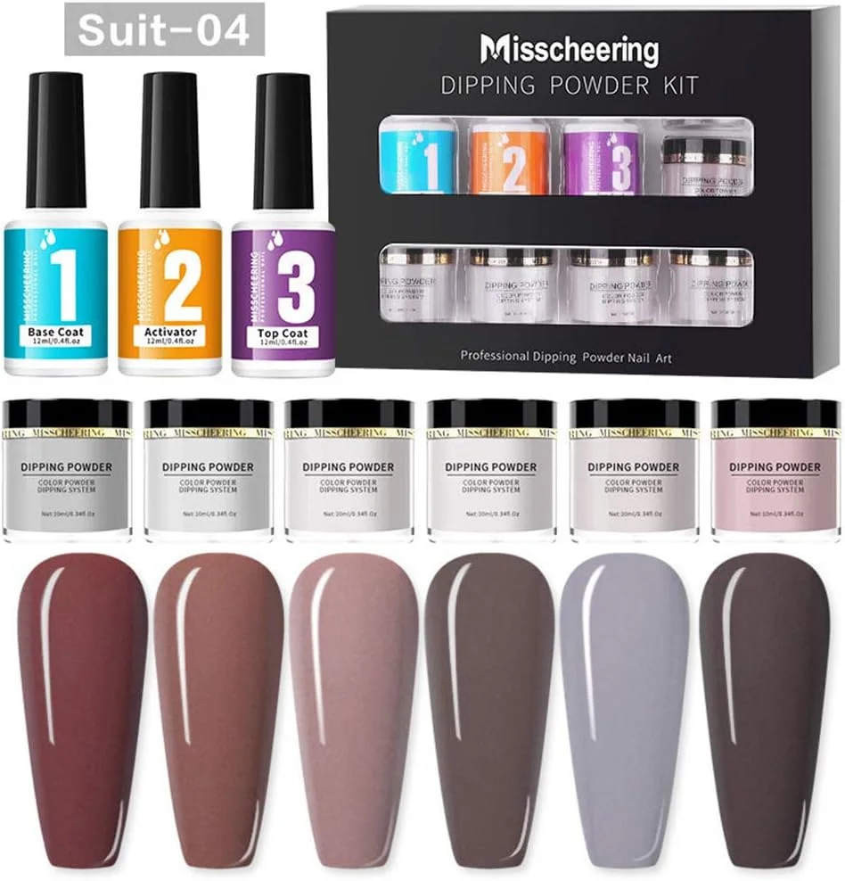 ست پودر دیپینگ ناخن با اکلیل هنری، شامل بیس کت، تاپ کت و فعال کننده برای مانیکور فرنچ، بدون نیاز به لامپ UV LED