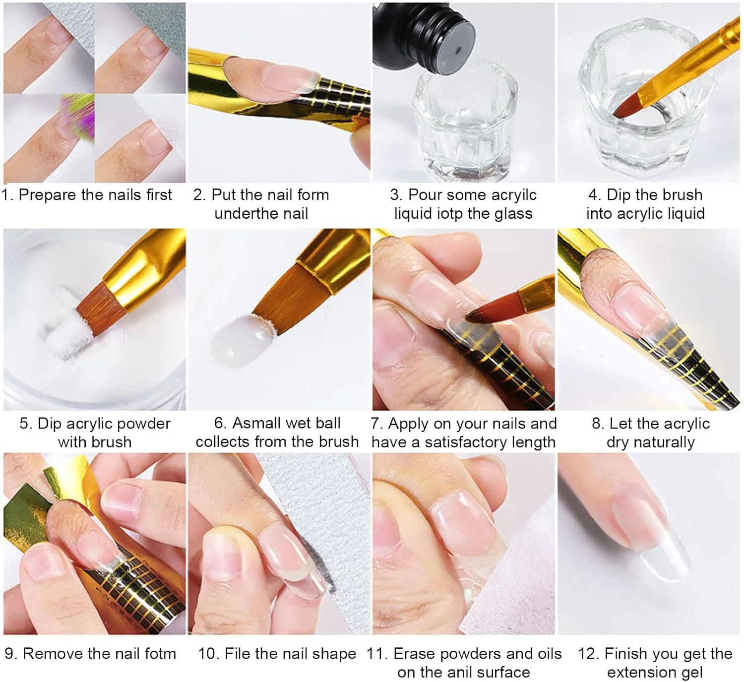 ست پودر دیپینگ ناخن پپیسکی، 8 رنگ، سیستم پودر دیپ با مایع اکریلیک، سوهان ناخن، فنجان، برس گردگیری ناخن، قلم ناخن، ست سریع اکستنشن ناخن برای مانیکور فرانسوی و طراحی ناخن