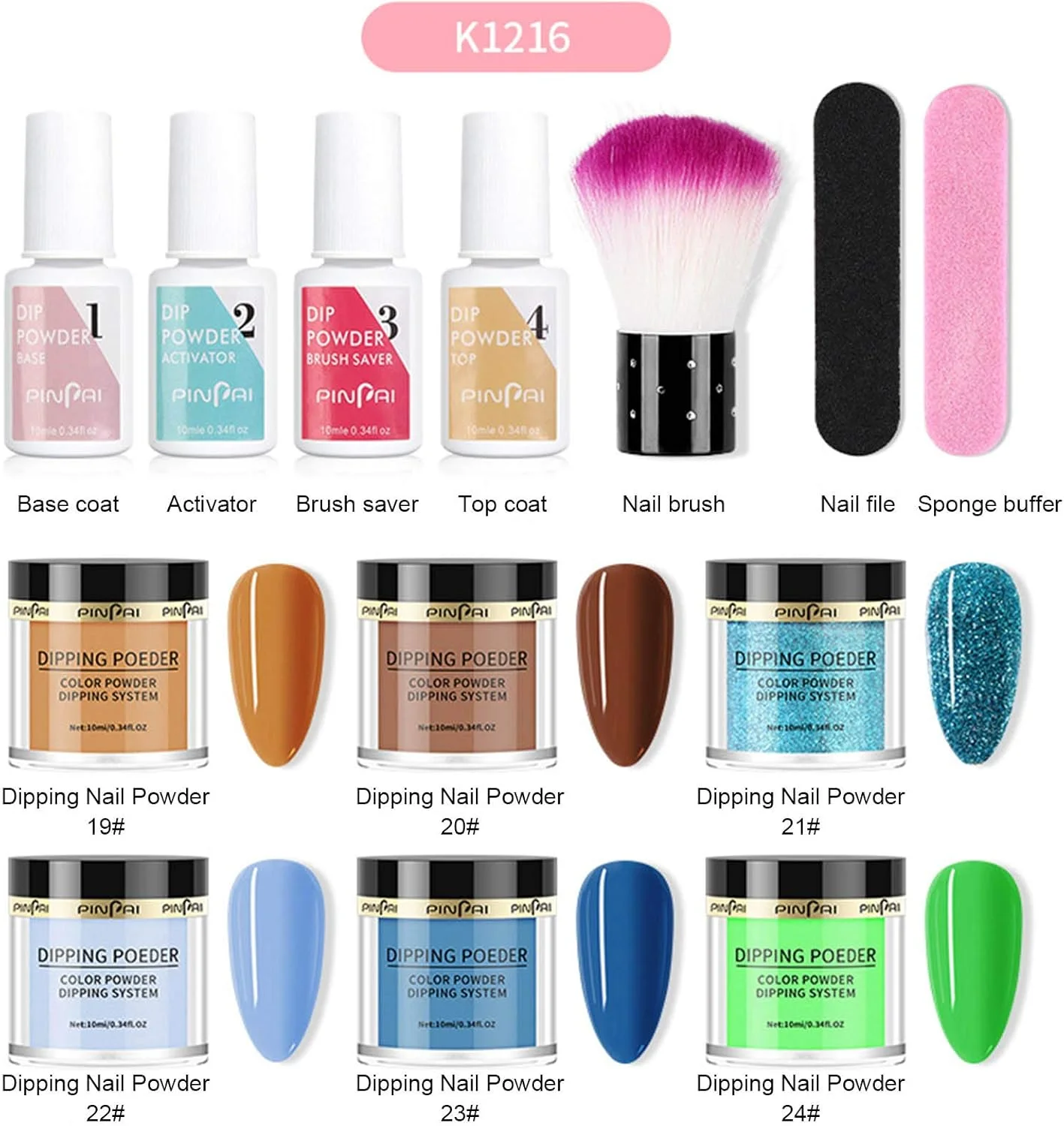 ست پودر دیپینگ ناخن ۱۳ تکه، کم بو، بیس و تاپ کت، فعال کننده، محافظ برس، پرداخت براق، کیت مانیکور حرفه ای، بادوام، استفاده آسان، برای سالن و استفاده خانگی، طراحی ناخن