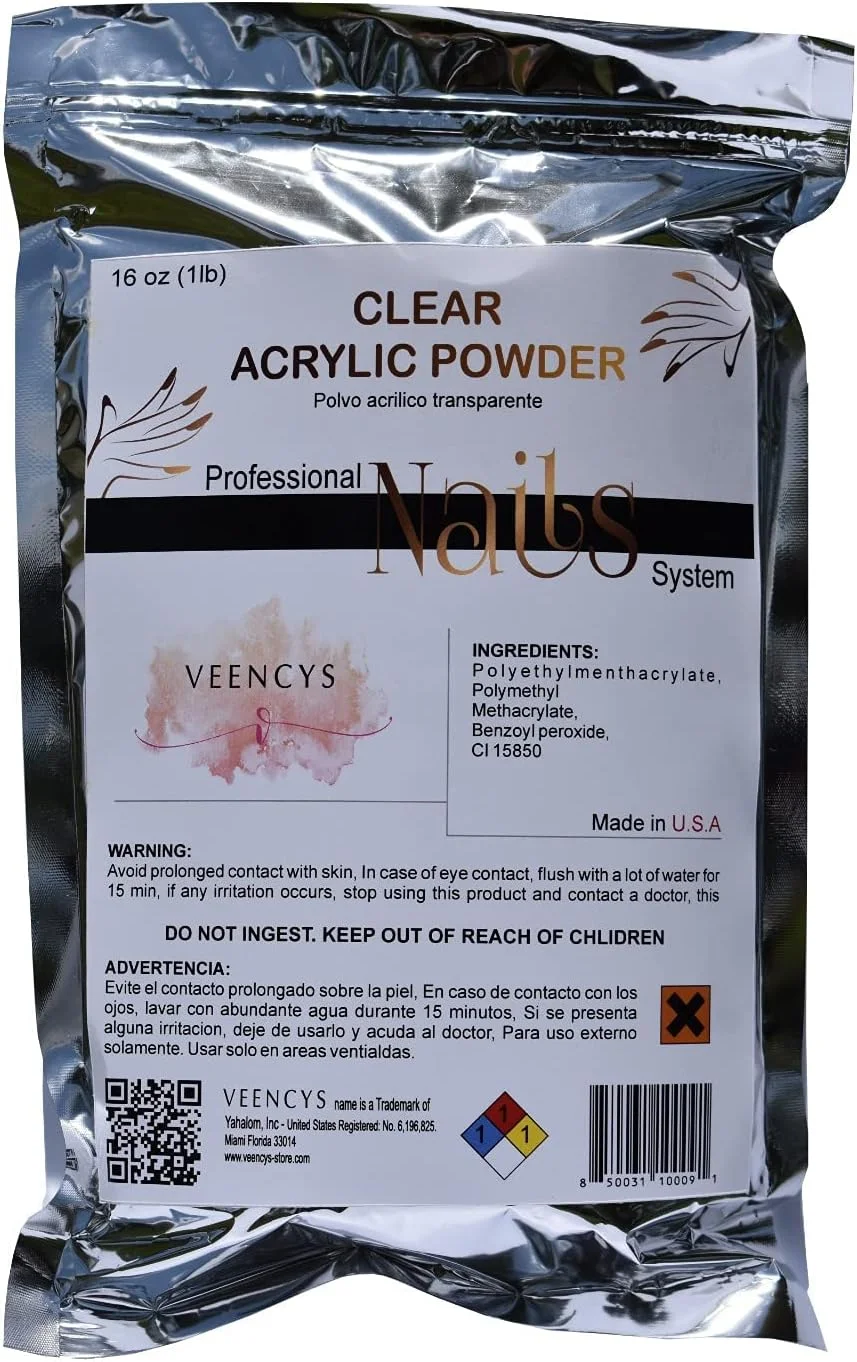 پودر دیپ آکریلیک حرفه ای برای طراحی ناخن - ماندگاری طولانی - ظرفیت بزرگ و کیفیت خشک شدن سریع برای مانیکور سالنی - کاشت ناخن (453 گرم، شفاف)