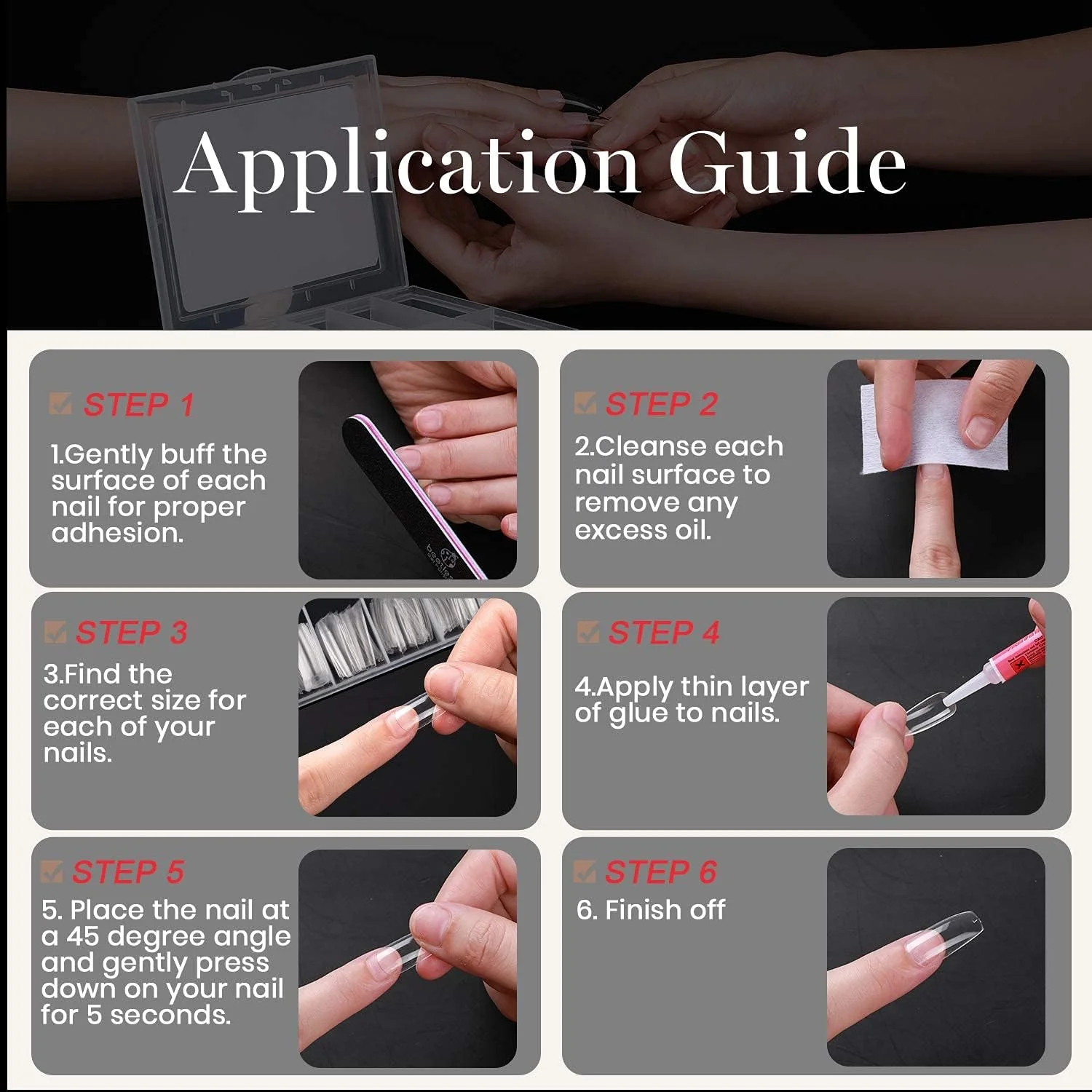 ناخن مصنوعی S.A.V.I، 500 عدد نوک ناخن شفاف برای ناخن های اکریلیک/ناخن های پودری دیپ/ژل ناخن اکستنشن پلی، هنر ناخن DIY در خانه، 50 عدد در هر سایز (تابوت متوسط)