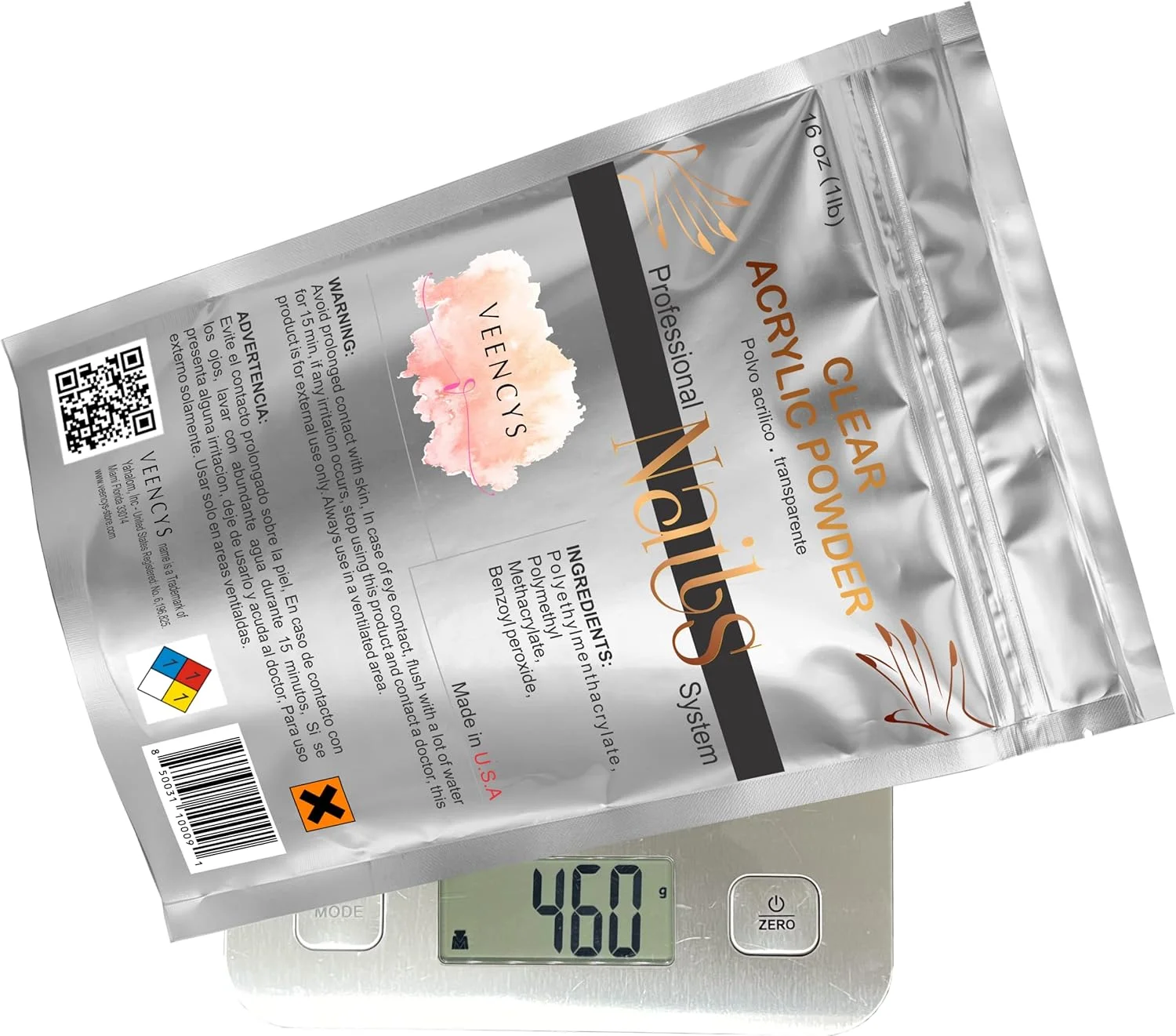 پودر دیپ آکریلیک حرفه ای برای طراحی ناخن - ماندگاری طولانی - ظرفیت بزرگ و کیفیت خشک شدن سریع برای مانیکور سالنی - کاشت ناخن (453 گرم، شفاف)