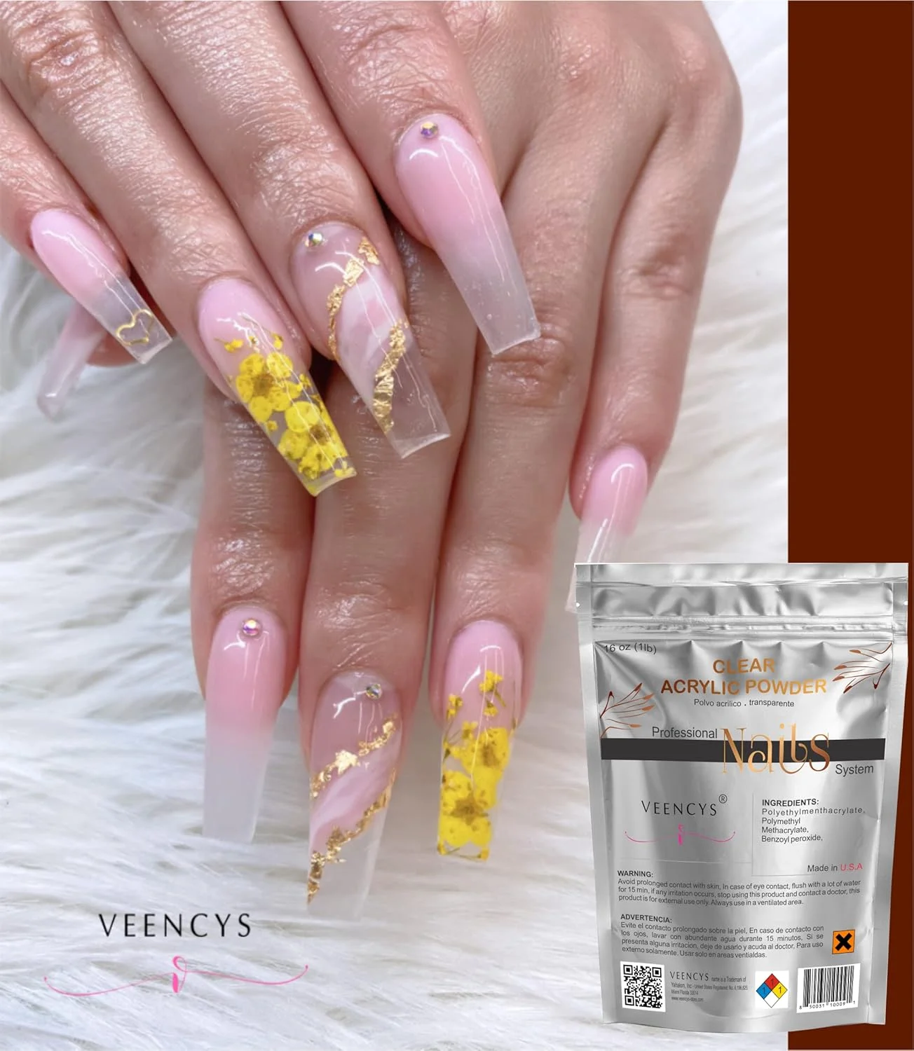 پودر دیپ آکریلیک حرفه ای برای طراحی ناخن - ماندگاری طولانی - ظرفیت بزرگ و کیفیت خشک شدن سریع برای مانیکور سالنی - کاشت ناخن (453 گرم، شفاف)