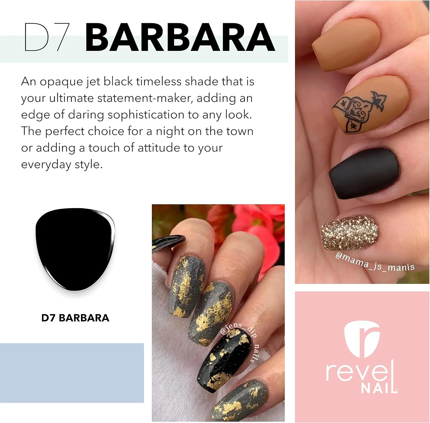 پودر دیپ ناخن رول - پودر دیپ مشکی برای ناخن، پودر دیپ مقاوم در برابر لب پر شدن با ویتامین E و کلسیم، مانیکور DIY، باربارا