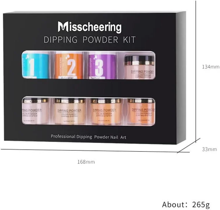 ست پودر دیپینگ ناخن با ژل فعال کننده بیس کت و تاپ کت برای ست مانیکور اکستنشن فرانسوی هنر DIY در خانه بدون نیاز به لامپ UV LED