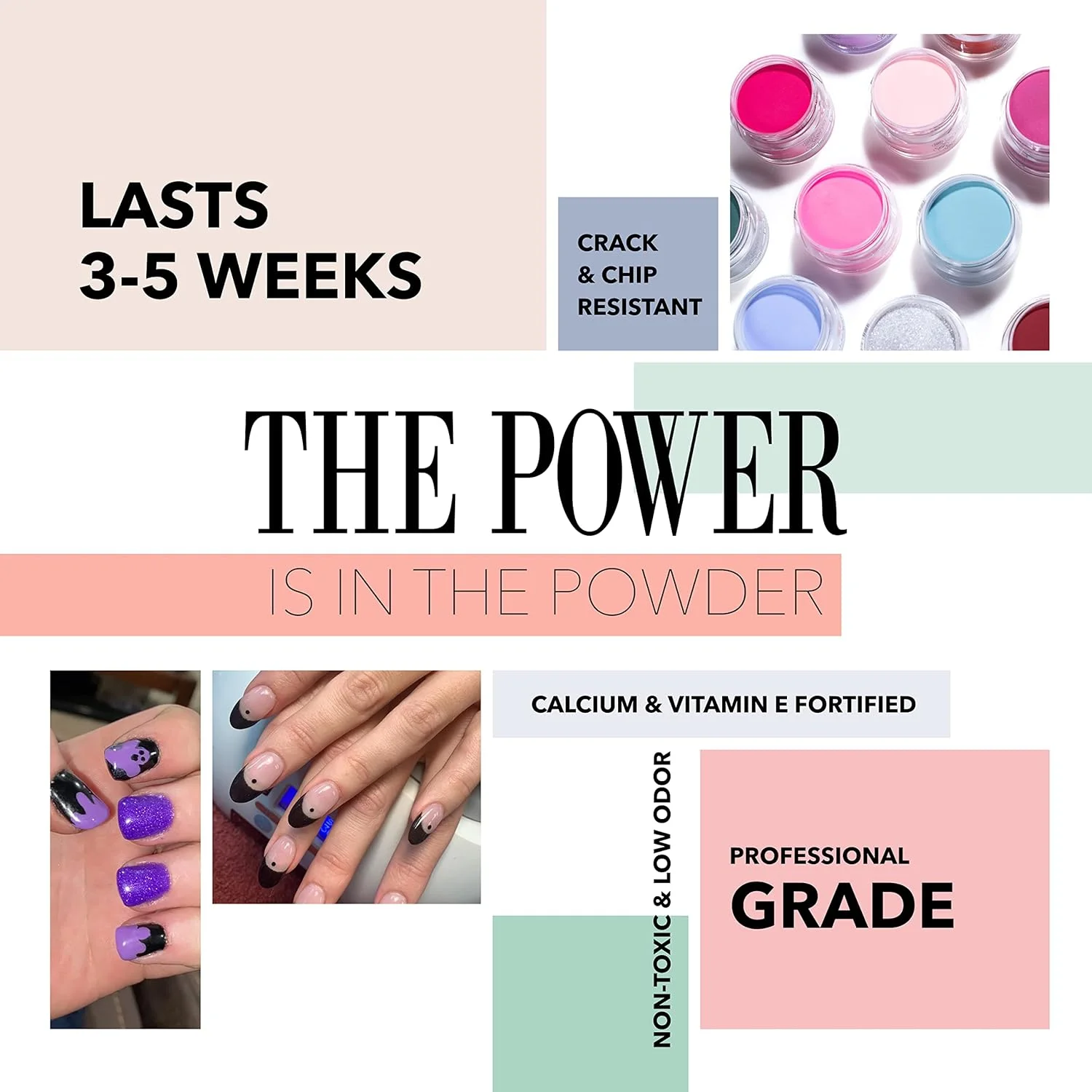 پودر دیپ ناخن رول - پودر دیپ مشکی برای ناخن، پودر دیپ مقاوم در برابر لب پر شدن با ویتامین E و کلسیم، مانیکور DIY، باربارا