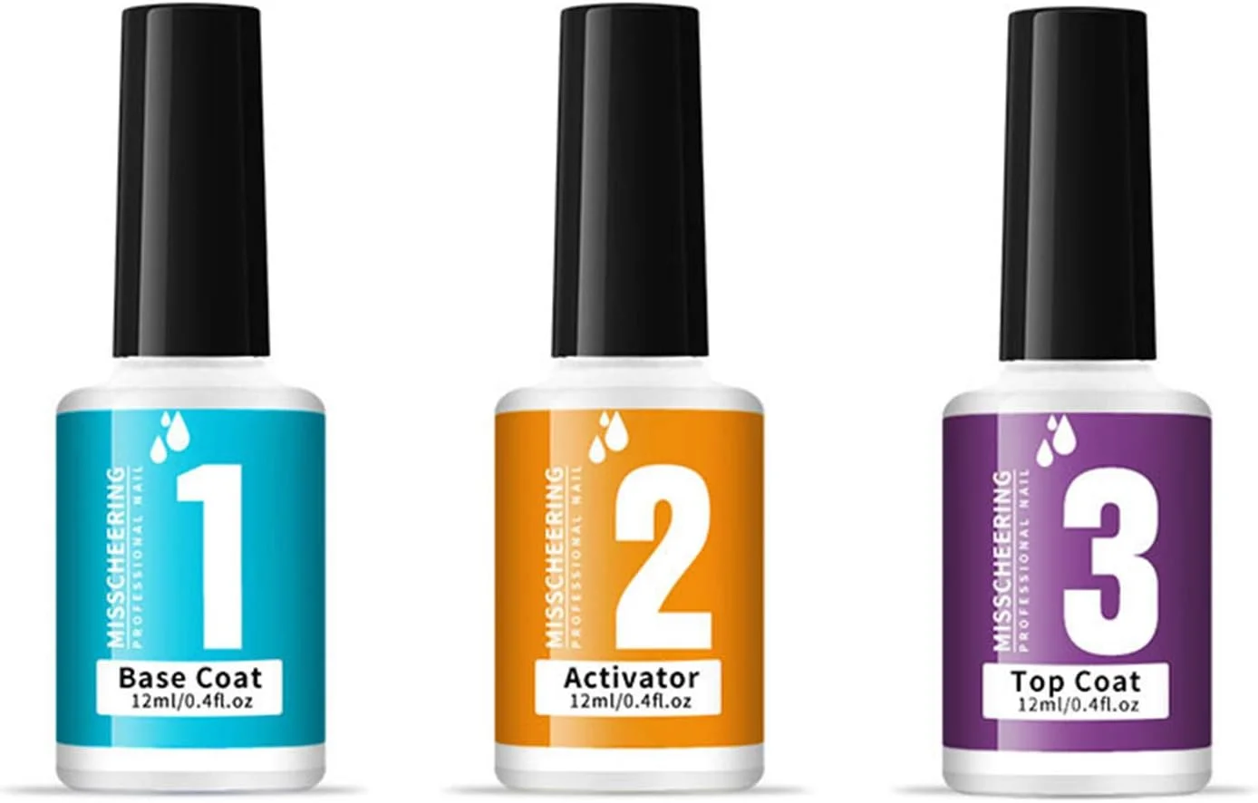 ست پودر دیپ ناخن - ست ۳ در ۱ شامل بیس کت، تاپ کت و فعال کننده برای مانیکور آسان در خانه