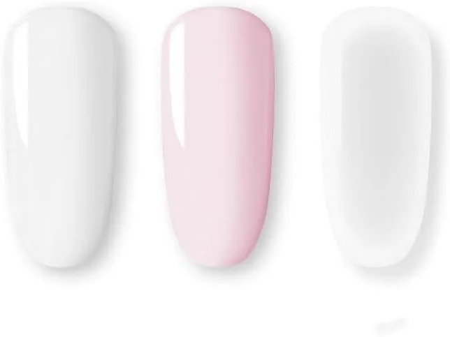 ست پودر و لیکوئید آکریلیک OSYA - کیت حرفه ای ناخن آکریلیک با برس ناخن، 3 رنگ سفید، شفاف و صورتی برای اکستنشن ناخن، ناخن های مصنوعی فرانسوی و ست طراحی ناخن