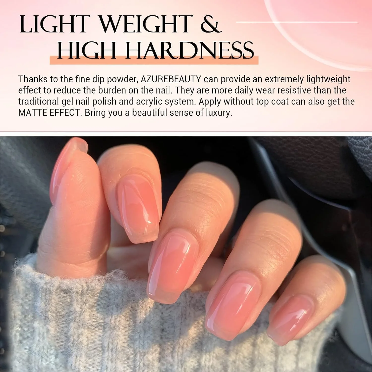 ست آغازگر پودر دیپ ناخن AZUREBEAUTY، ۴ رنگ ژله ای شفاف، صورتی ملایم، سیستم پودر دیپینگ به همراه مایع بیس، تاپ کت و فعال کننده برای طراحی ناخن فرانسوی، مناسب مانیکور و استفاده در سالن و منزل