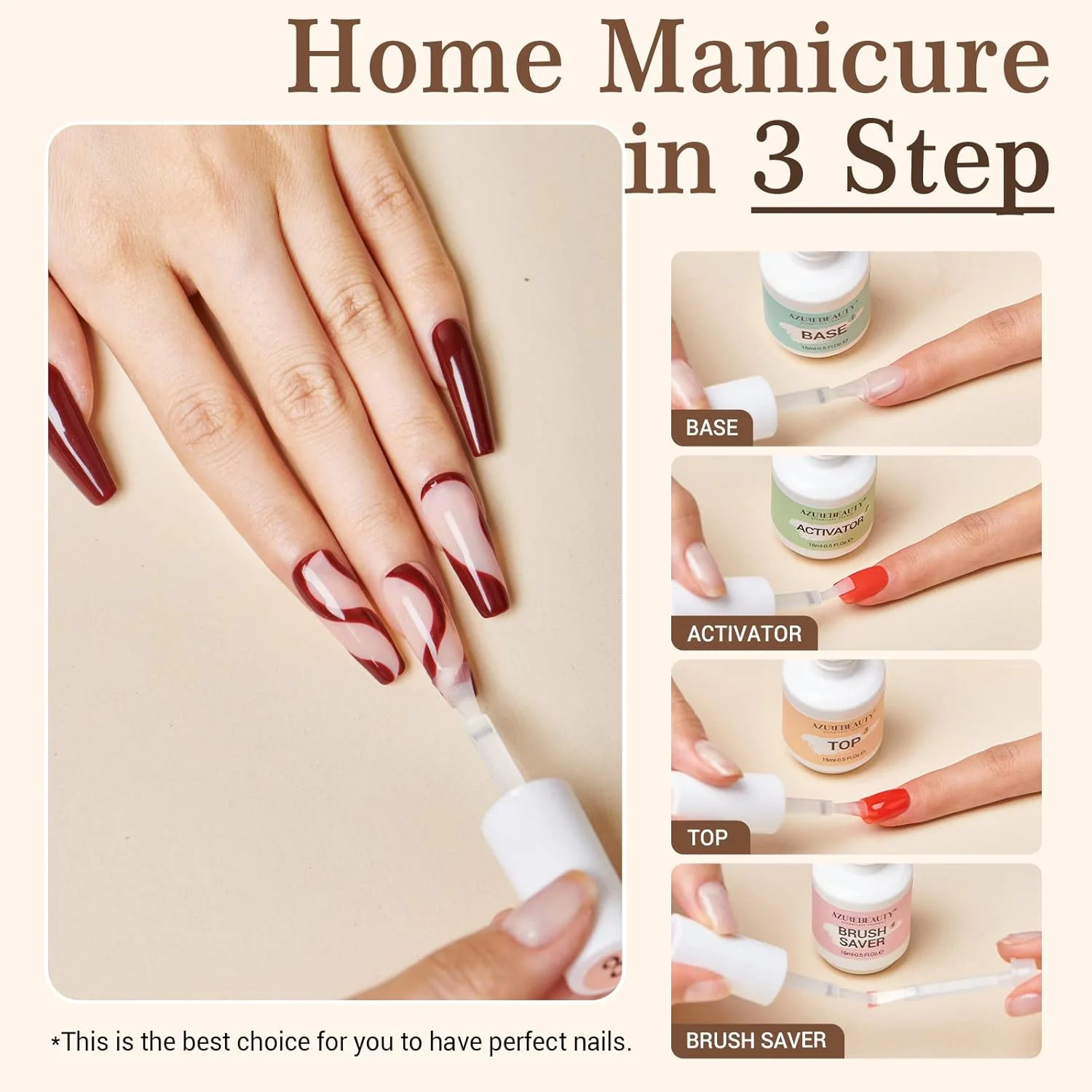 مجموعه مایع پودر دیپ AZUREBEAUTY، ۱۵ میلی لیتر، ۸ تکه شامل بیس، فعال کننده و تاپ کت، محافظ برس، سوهان ناخن، ابزارهای ضروری برای کیت دیپ، بدون نیاز به لامپ