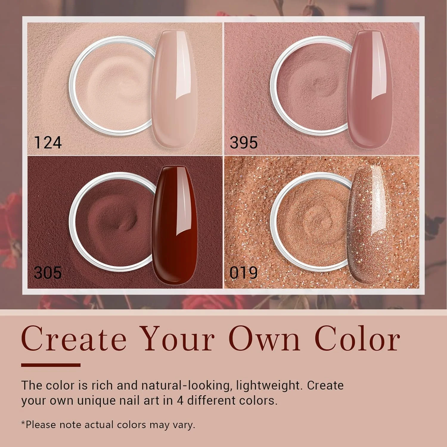 ست پودر دیپ ناخن AZUREBEAUTY، شامل 4 رنگ پاییزی، رنگ های برهنه، قهوه ای و اکلیلی، ست مایع پودر آکریلیک با بیس/تاپ کت و فعال کننده برای طراحی ناخن فرانسوی روزانه، هدیه DIY، 12 تکه