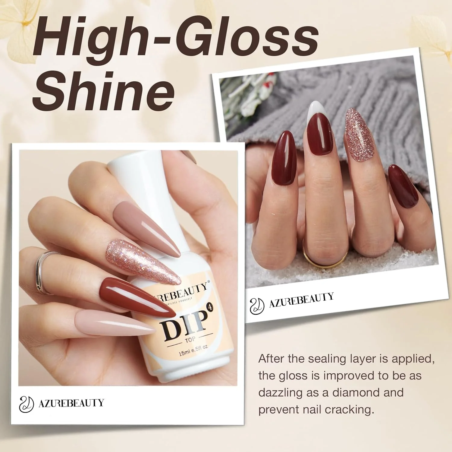 مجموعه مایع پودر دیپینگ AZUREBEAUTY، 5+3 عددی - 15 میلی لیتر، حجم بزرگ، شامل بیس و تاپ کت پودر دیپ، باند، فعال کننده، و محافظ برس برای کیت پودر دیپ ناخن، بدون نیاز به دستگاه UV