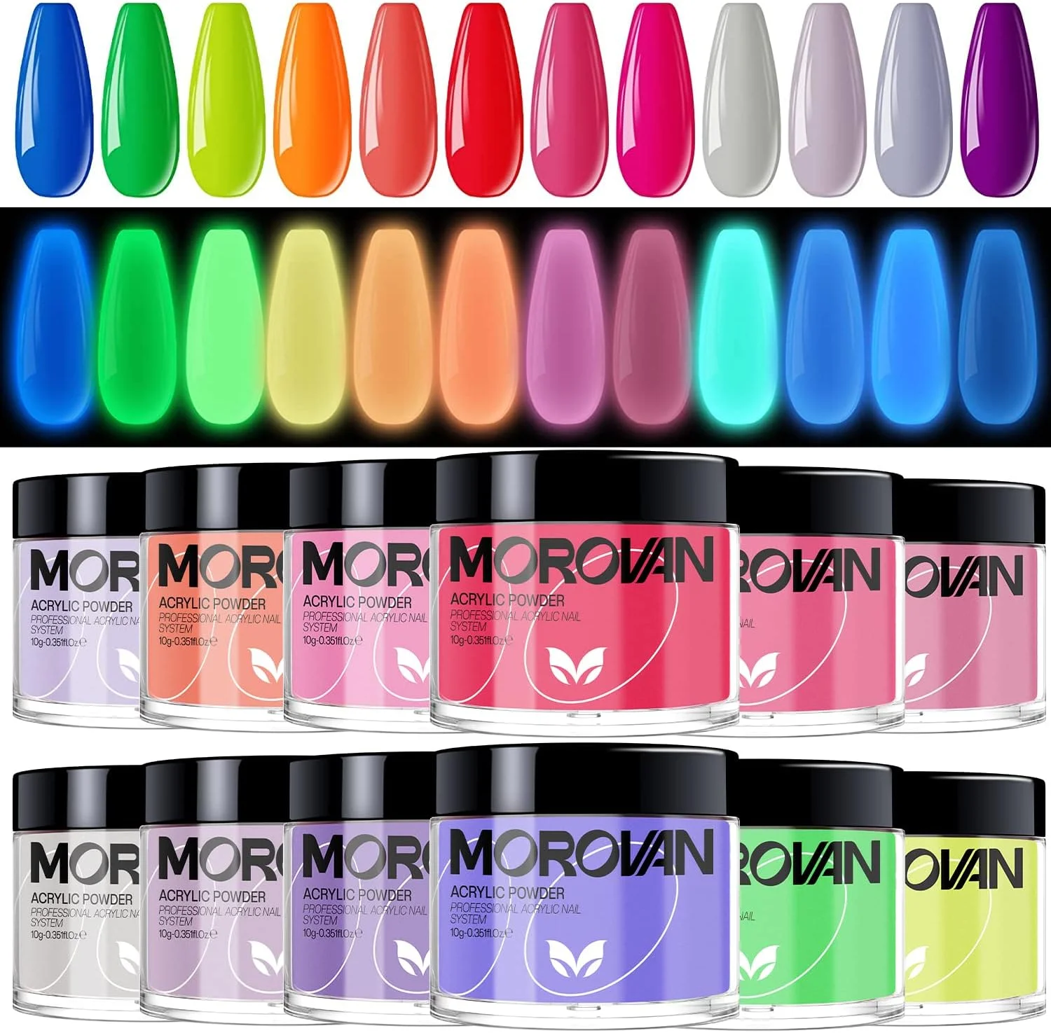 مجموعه پودر اکریلیک مورووان - 12 رنگ پودر اکریلیک شب تاب، پودر ناخن اکریلیک رنگ های درخشان، پودر پلیمری حرفه ای برای طراحی و کاشت ناخن اکریلیک مجموعه پودر اکریلیک مورووان - 12 رنگ پودر اکریلیک شب تاب، پودر ناخن اکریلیک رنگ های درخشان، پودر پلیمری حرفه ای برای طراحی و کاشت ناخن اکریلیک