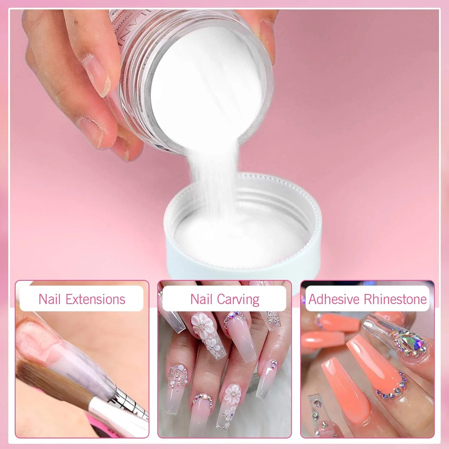 پودر اکریلیک شفاف 120 گرمی ساویلند - پودر اکریلیک حرفه ای کریستالی پلیمر شفاف برای اکستنشن ناخن های اکریلیک بدون نیاز به دستگاه UV