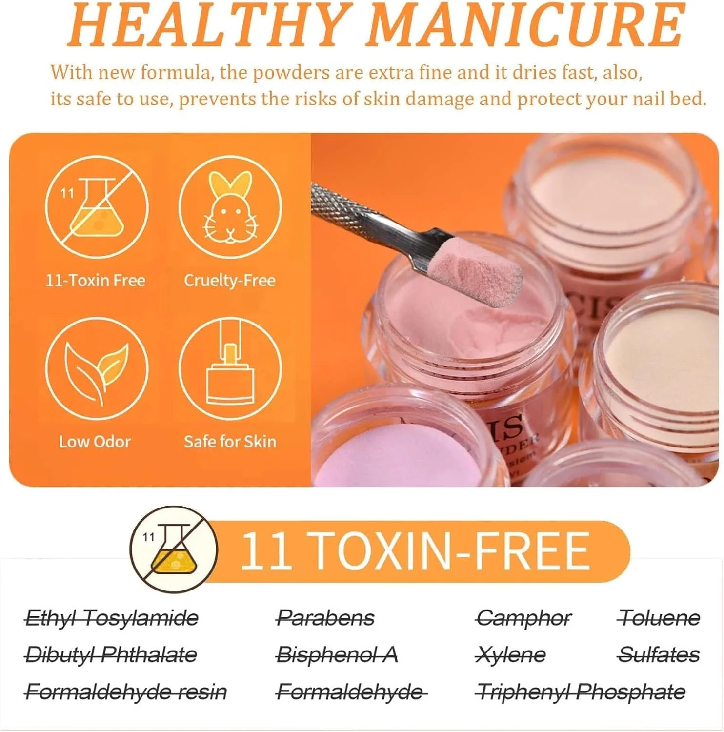 مجموعه پودر اکریلیک 6 رنگ خنثی برای کاشت و طراحی ناخن مصنوعی - رنگ های کریستالی، صورتی، نارنجی - بدون نیاز به دستگاه UV