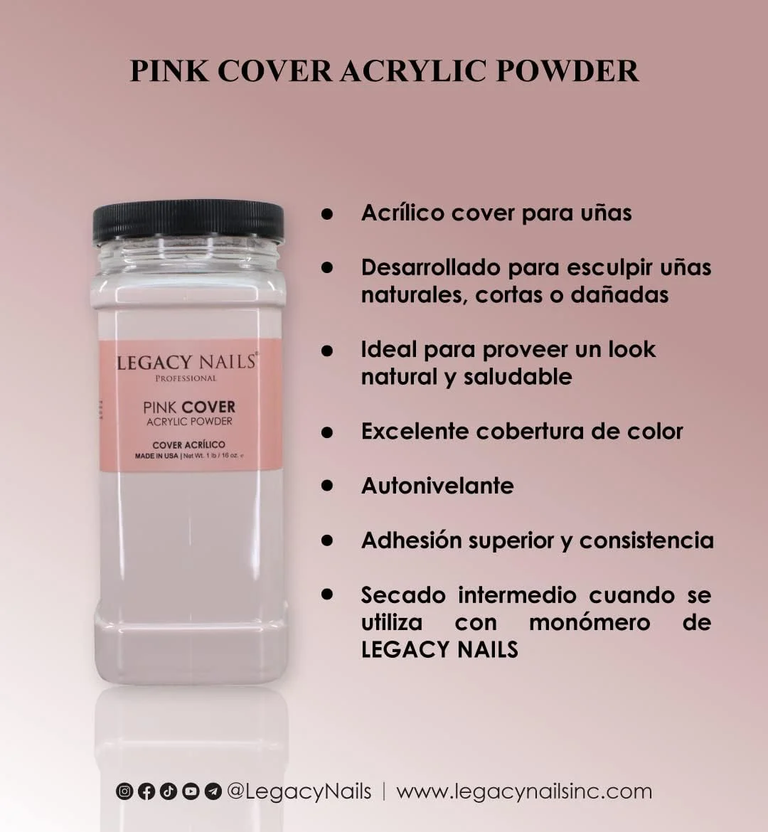 پودر اکریلیک پوششی حرفه ای Legacy Nails، 450 گرم - ایده آل برای طراحی ناخن فرانسوی، خلق طرح های هنری ناخن، اکستنشن ناخن که ظاهری سالم و طبیعی به ناخن ها می بخشد (صورتی پوششی)