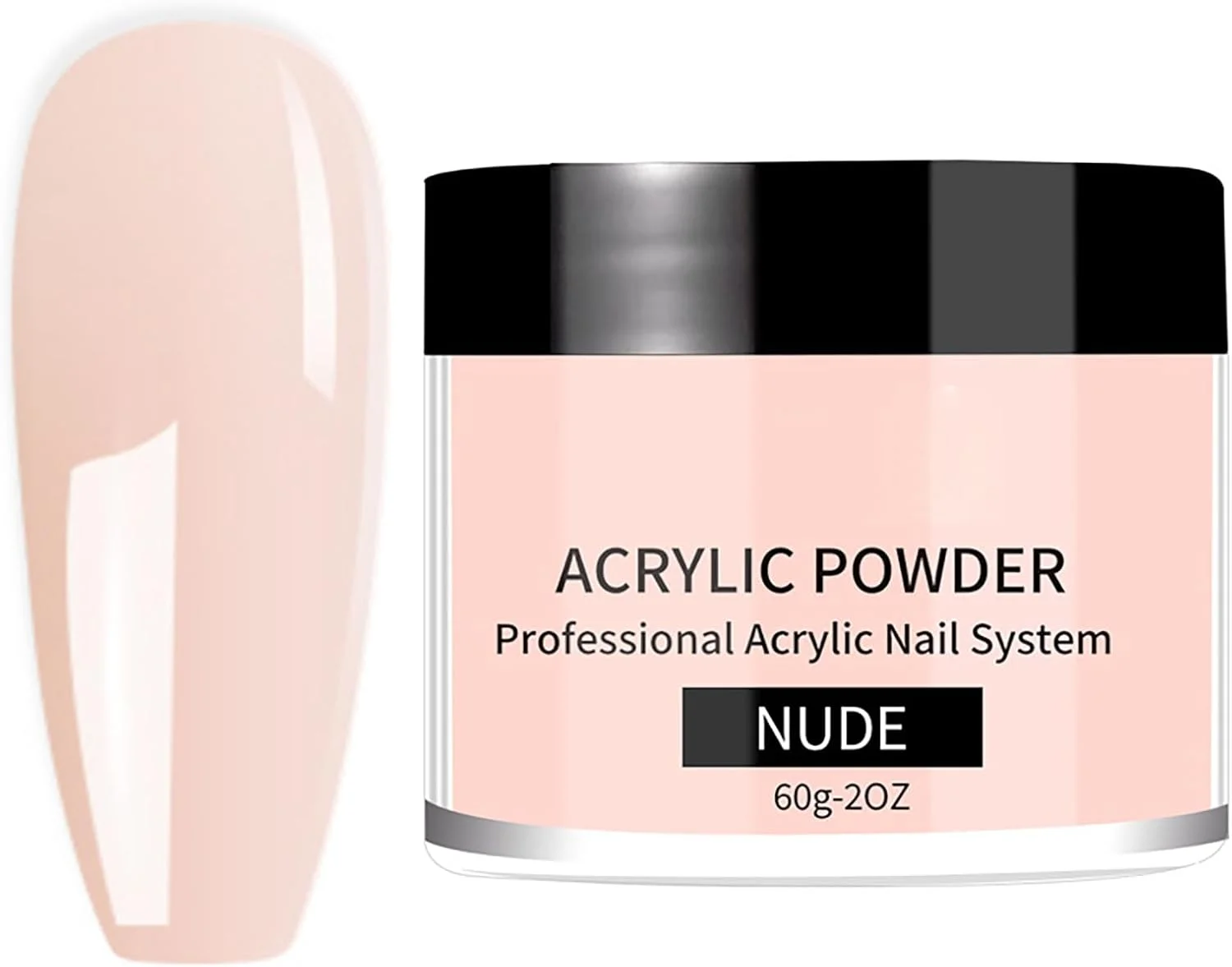 پودر اکریلیک 60 گرمی برای کاشت ناخن - پودر ناخن مصنوعی با ظرفیت بالا برای طراحی و فرم دهی - بدون نیاز به لامپ UV