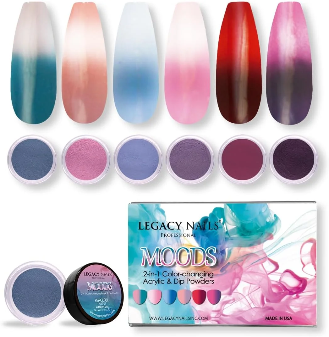 مجموعه پودر اکریلیک حرفه ای Legacy Nails، ست هنر ناخن 6 رنگ برای مانیکور و طراحی ناخن