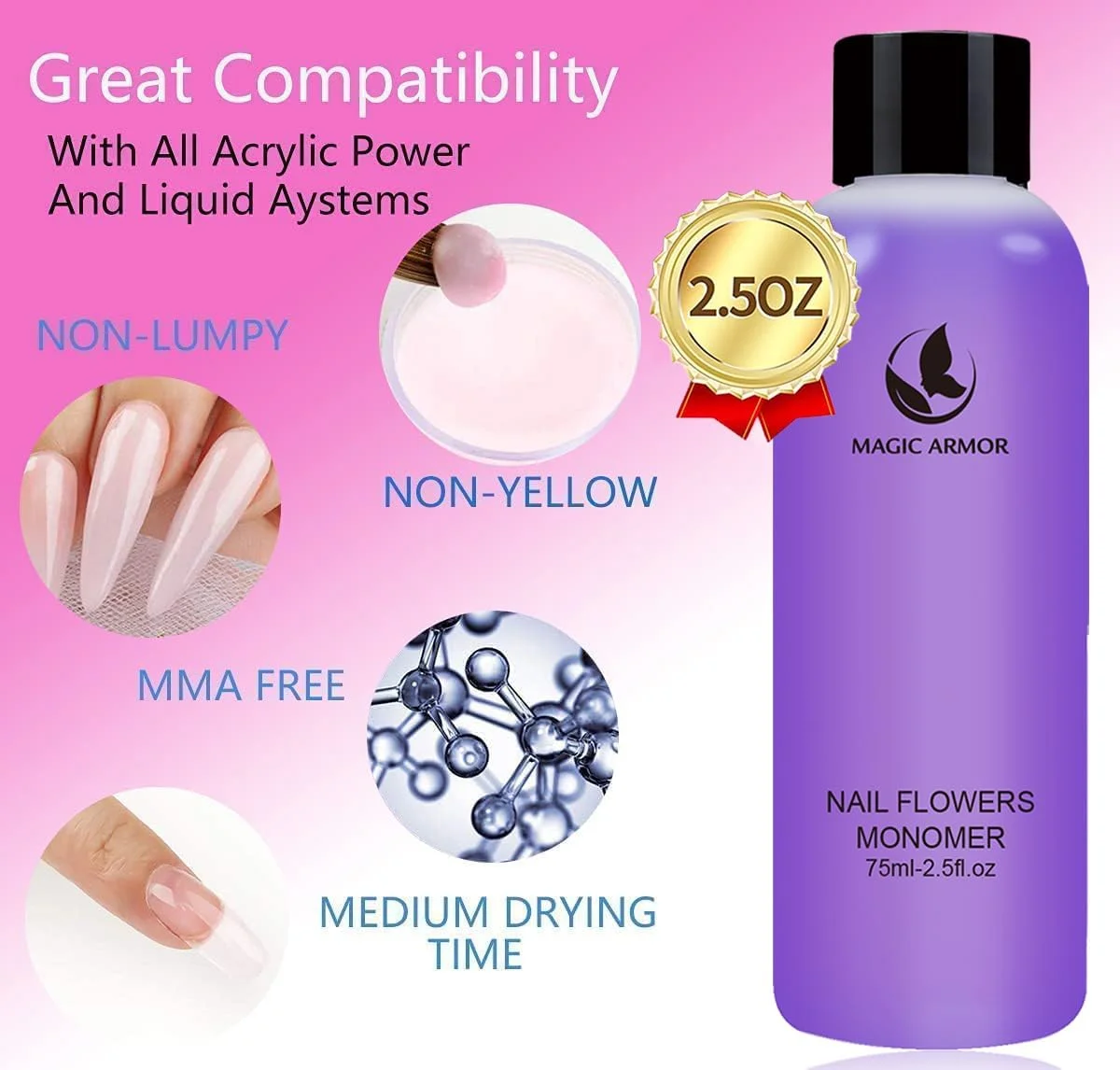 مایع مونومر اکریلیک MAGIC ARMOR - 150 میلی لیتر مونومر اکریلیک حرفه ای برای کیت سیستم ناخن، خشک شدن سریع برای اکستنشن ناخن مایع مونومر اکریلیک MAGIC ARMOR - 150 میلی لیتر مونومر اکریلیک حرفه ای برای کیت سیستم ناخن، خشک شدن سریع برای اکستنشن ناخن
