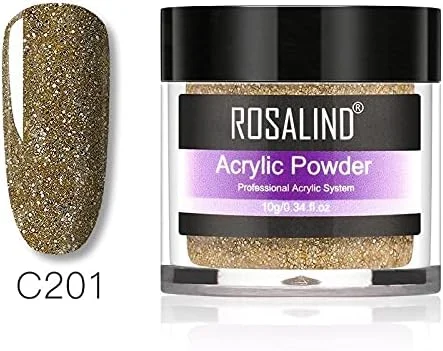 پودر اکریلیک ROSALIND برای کاشت ناخن، تزئینات طراحی ناخن، ست کیت مانیکور کریستالی، لوازم جانبی حرفه ای ناخن (RL-10g-201)