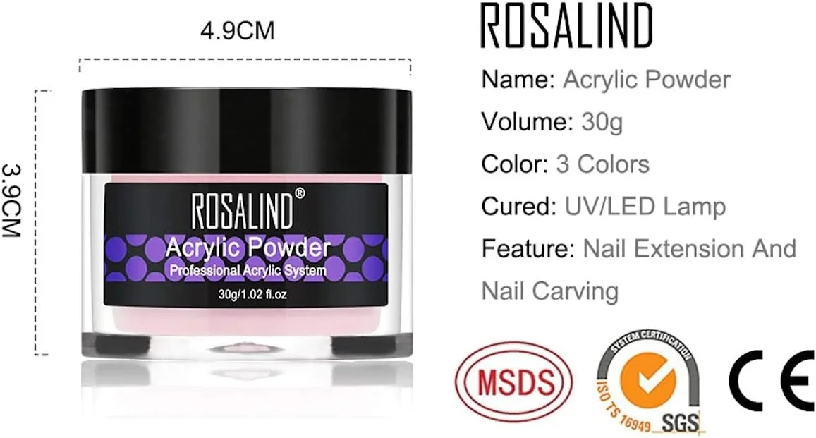 پودر اکریلیک ROSALIND برای کاشت ناخن، طراحی ناخن، پلیمر کریستالی، پودر اکریلیک سازنده برای هنر ناخن (30 گرم، سفید) پودر اکریلیک ROSALIND برای کاشت ناخن، طراحی ناخن، پلیمر کریستالی، پودر اکریلیک سازنده برای هنر ناخن (30 گرم، سفید)