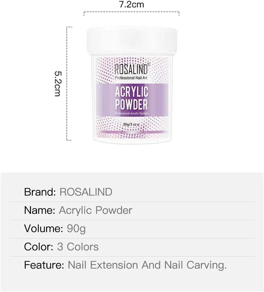 پودر اکریلیک ROSALIND برای طراحی ناخن، ست مانیکور کریستالی و لوازم جانبی حرفه ای ناخن (RLN-90G-101) پودر اکریلیک ROSALIND برای طراحی ناخن، ست مانیکور کریستالی و لوازم جانبی حرفه ای ناخن (RLN-90G-101)