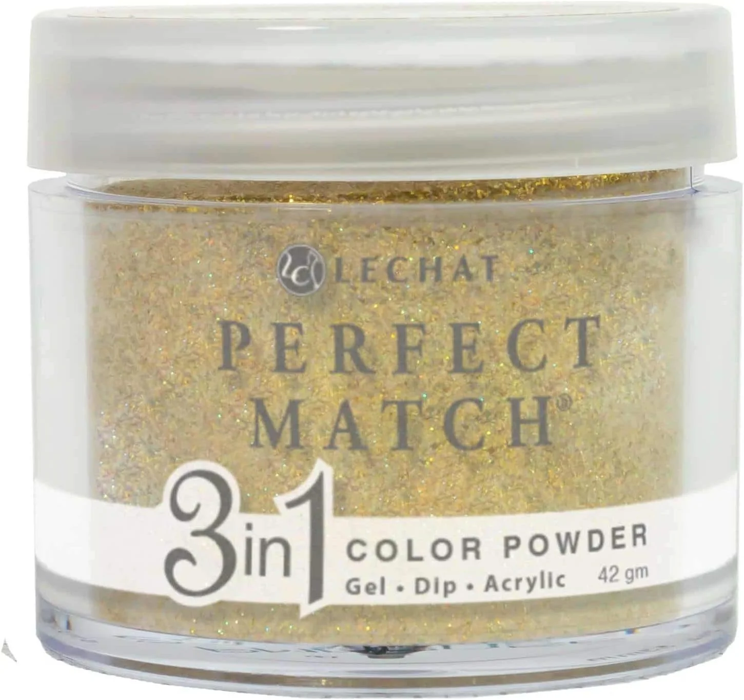 پودر کاشت ناخن Lechat، پودر اکریلیک 2oz 42gm، سیستم دیپینگ، رنگ طلایی درخشان
