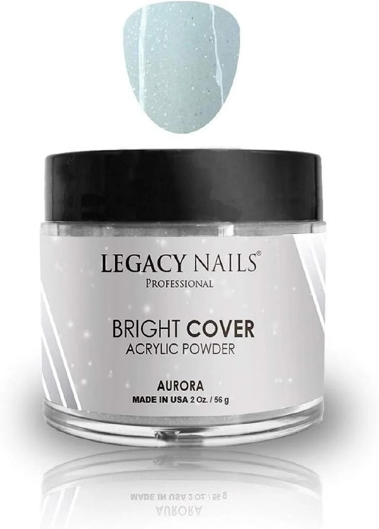 پودر اکریلیک پوشش کامل رنگی Legacy Nails Professional Bright Cover، رنگ AURORA، درخشان و براق برای کاشت ناخن، 56 گرم