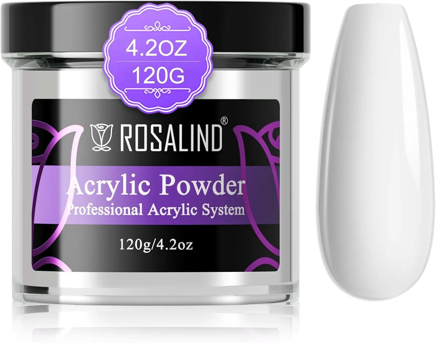 پودر اکریلیک ناخن رزالیند، 120 گرم، سفید اوپال، مناسب برای کاشت ناخن اکریلیک، پودر پلیمر حرفه ای سفید اکریلیک برای طراحی ناخن مصنوعی، مناسب برای کاشت ناخن فرانسوی، بدون نیاز به دستگاه UV