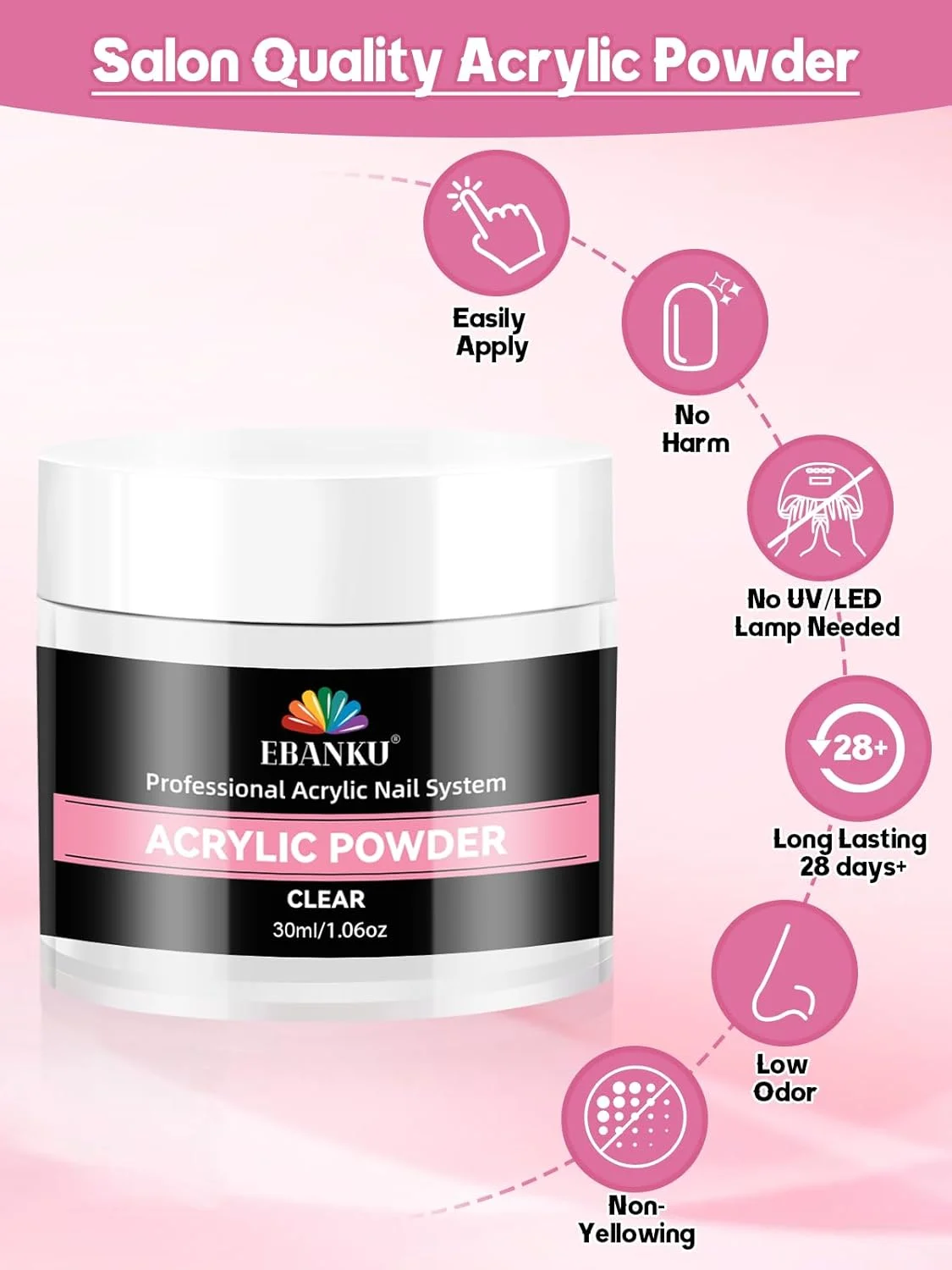 ست پودر اکریلیک شفاف EBANKU، پودر اکریلیک ناخن حرفه ای 30 گرمی با مایع اکریلیک ناخن برای اکستنشن ناخن اکریلیک، طراحی ناخن، ماندگاری طولانی، بدون نیاز به لامپ ناخن (کیت شفاف 30 گرمی) ست پودر اکریلیک شفاف EBANKU، پودر اکریلیک ناخن حرفه ای 30 گرمی با مایع اکریلیک ناخن برای اکستنشن ناخن اکریلیک، طراحی ناخن، ماندگاری طولانی، بدون نیاز به لامپ ناخن (کیت شفاف 30 گرمی)
